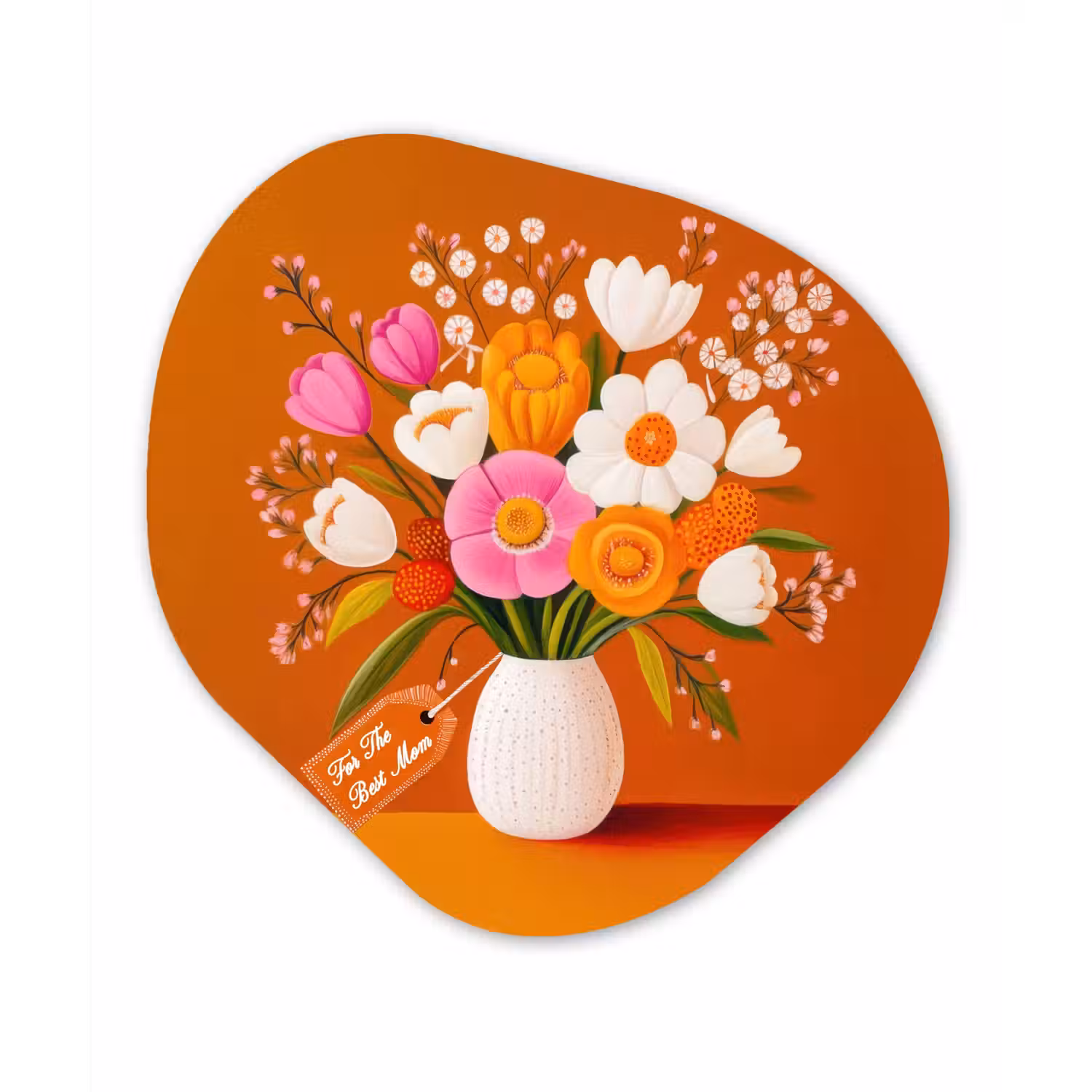 Vaas - Bloemen - Oranje Wandcirkel Organisch Forex 3mm klein -3d