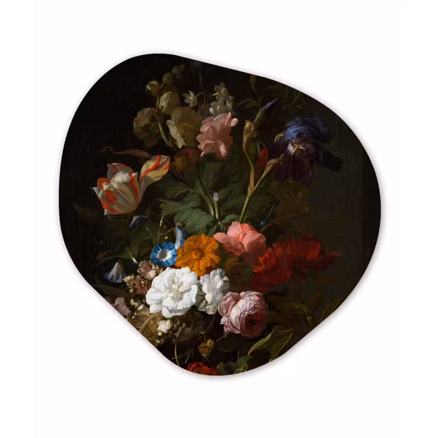 Vaas met bloemen - Schilderij van Rachel Ruysch Wandcirkel Organisch Forex 3mm klein -3d