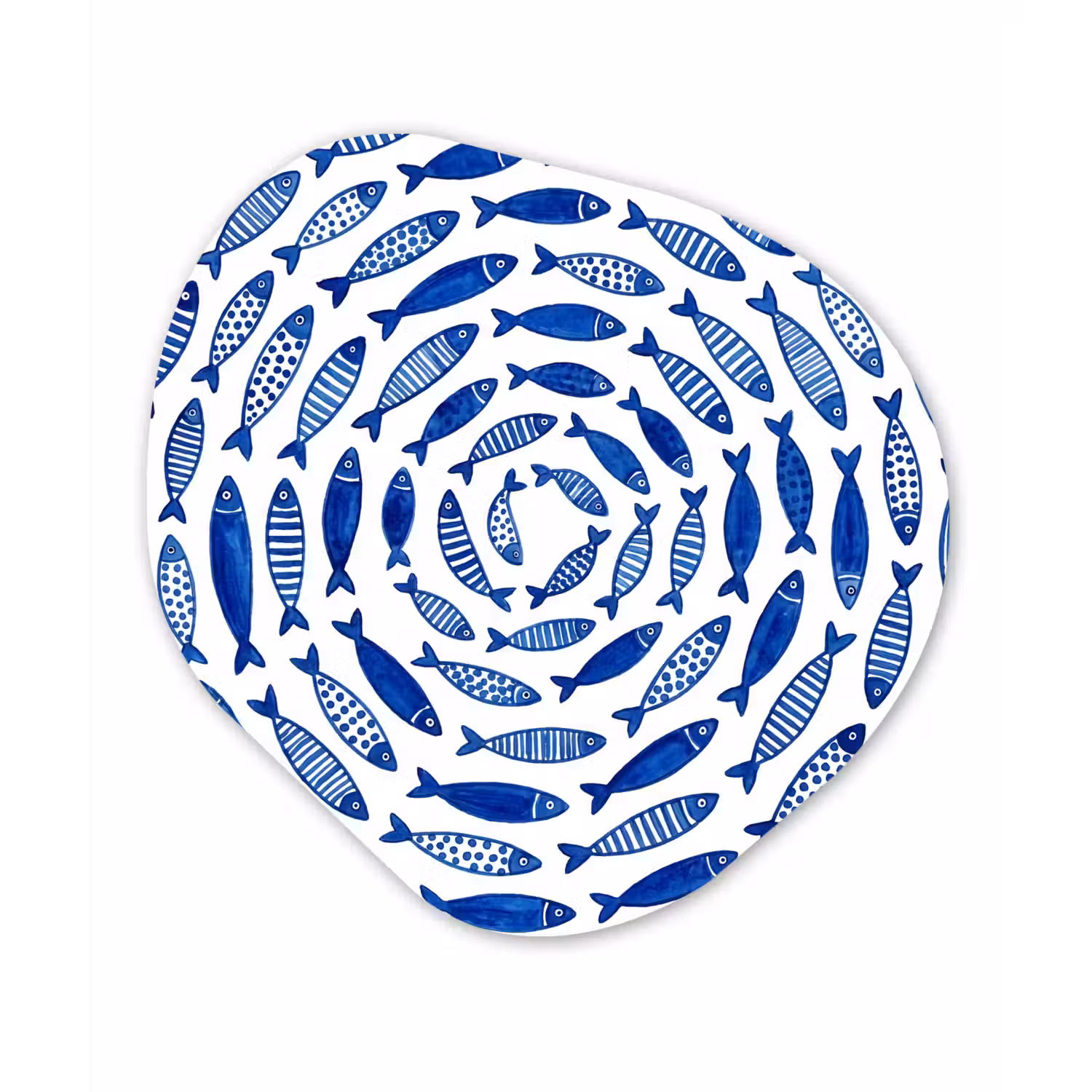 Vis - Patroon - Onderwater - Abstract - Blauw Wandcirkel Organisch Forex 3mm klein -3d