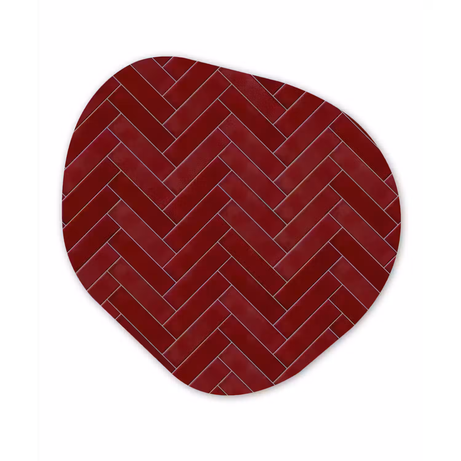 Visgraat - Wandtegel - Bordeaux - Rood Wandcirkel Organisch Forex 3mm klein 629 -3d