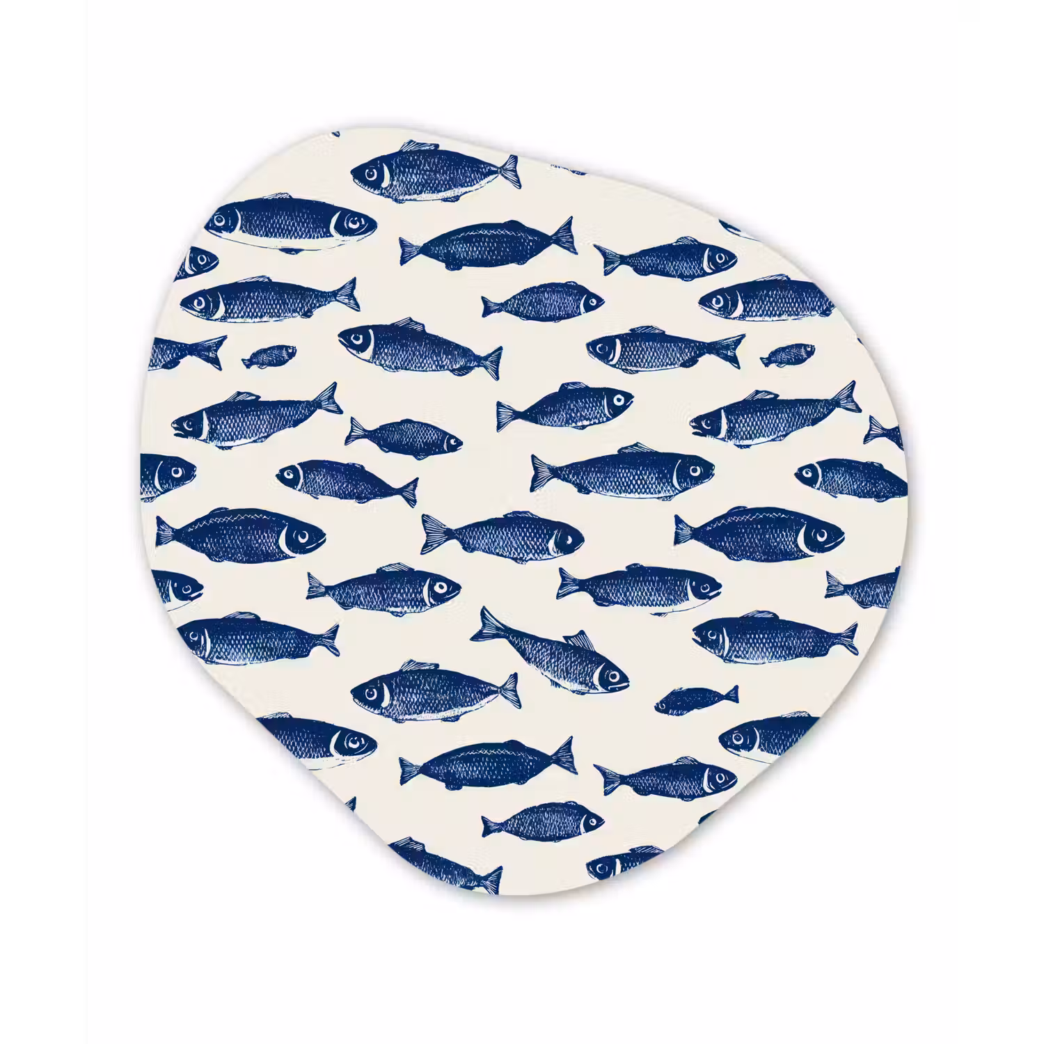 Vissen - Patroon - Blauw - Wit Wandcirkel Organisch Forex 3mm klein 629 -3d