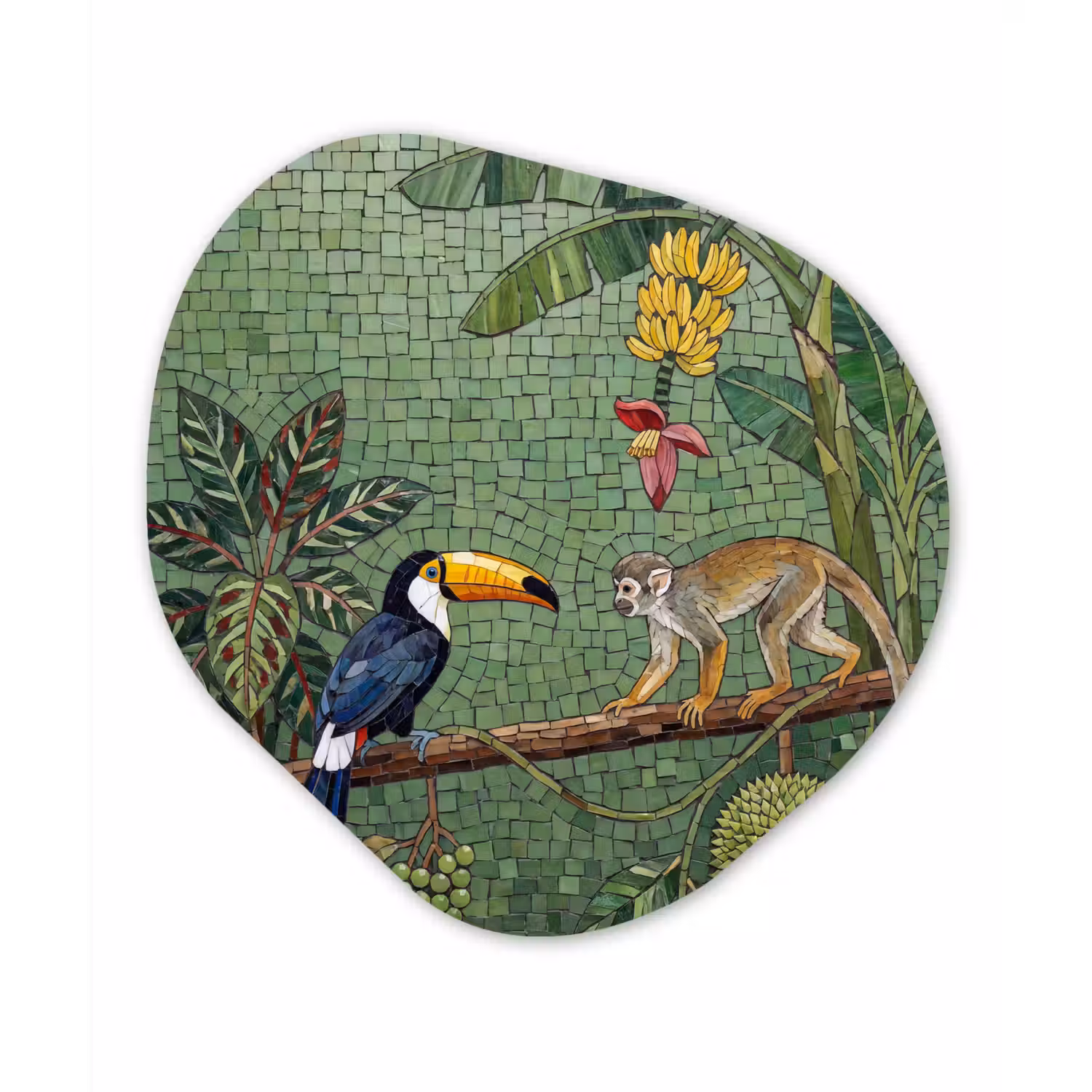 Vogel - Dier - Jungle - Mozaïek - Natuur Wandcirkel Organisch Forex 3mm klein -3d