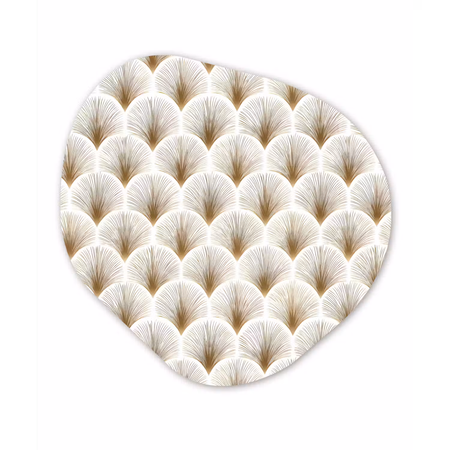 Waaiers - Art Deco - Elegant - Goud - Wit Wandcirkel Organisch Forex 3mm klein 629 -3d
