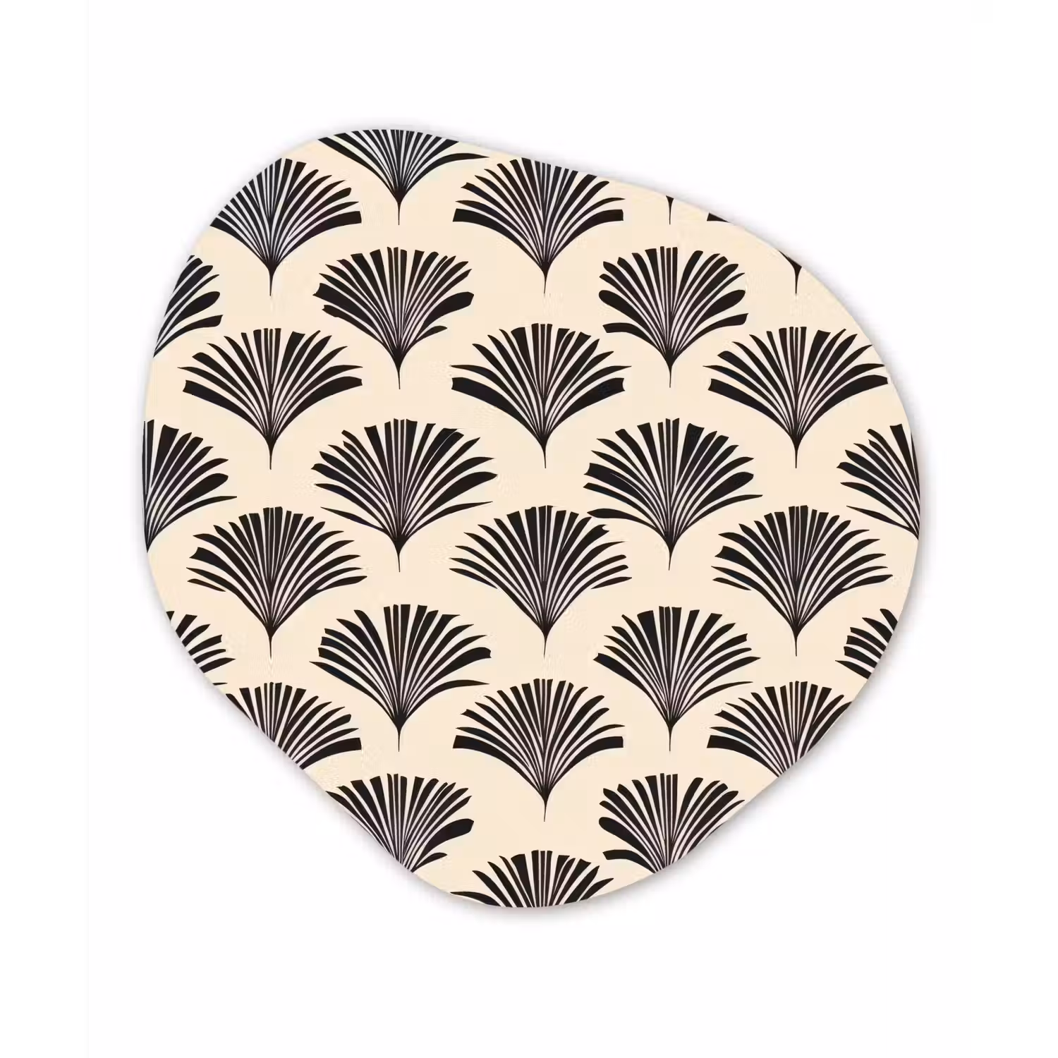 Waaiers - Botanisch - Zwart - Beige Wandcirkel Organisch Forex 3mm klein 629 -3d