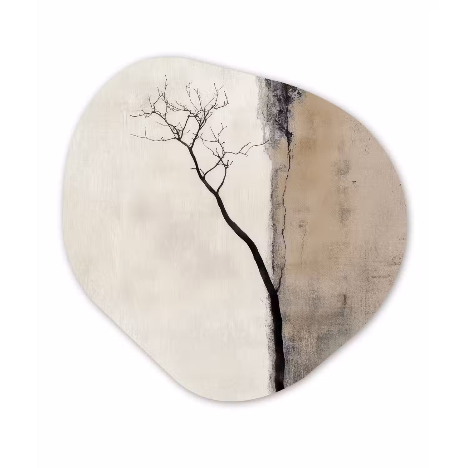 Wabi sabi - Plant - Beige Wandcirkel Organisch Forex 3mm klein -3d