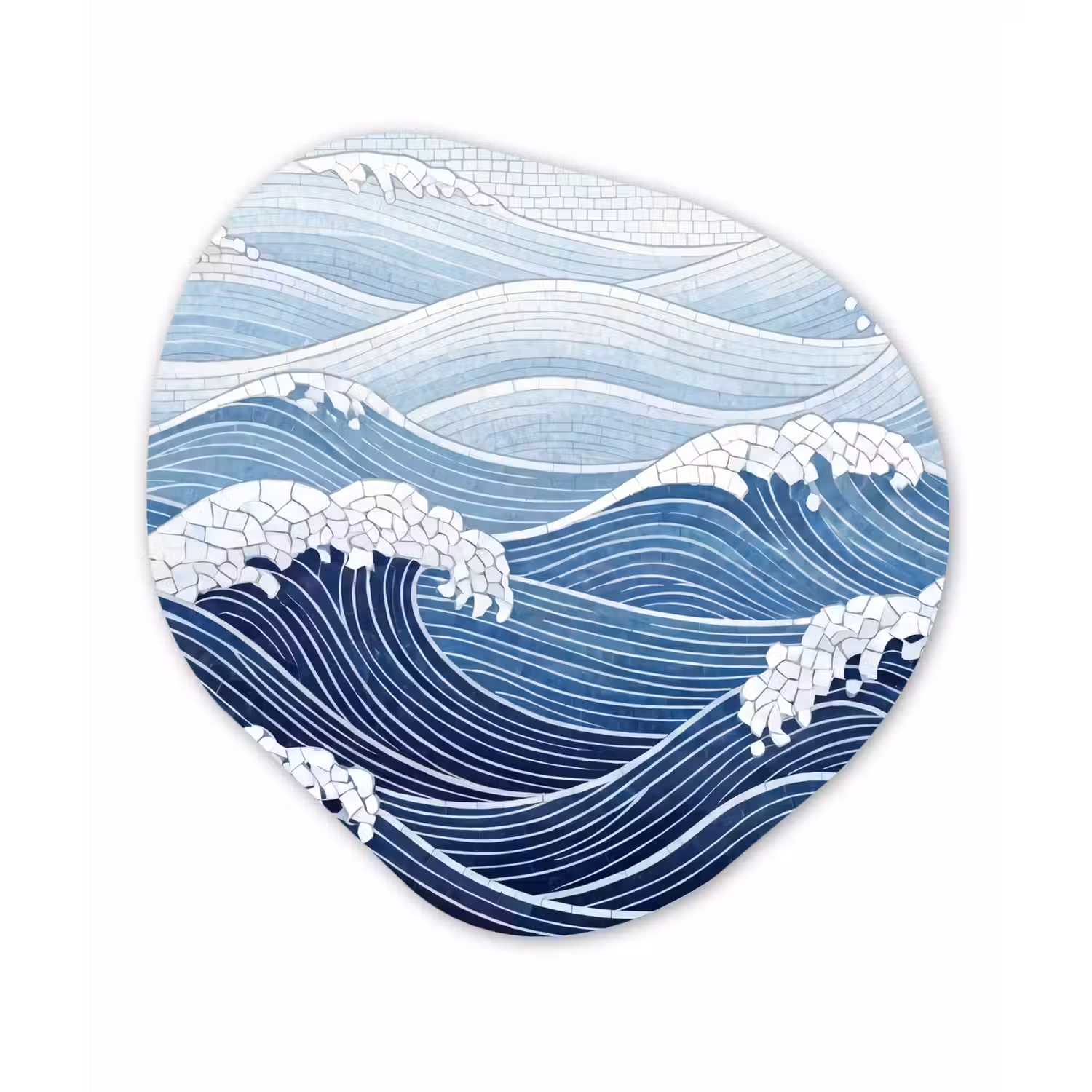 Water - Mozaïek - Landschap - Modern - Blauw Wandcirkel Organisch Forex 3mm klein -3d