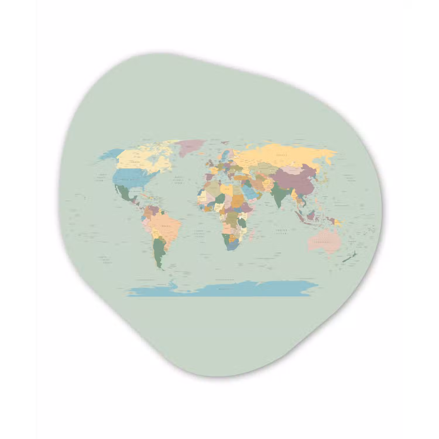 Wereldkaart - Realistisch - Kaart Wandcirkel Organisch Forex 3mm klein -3d