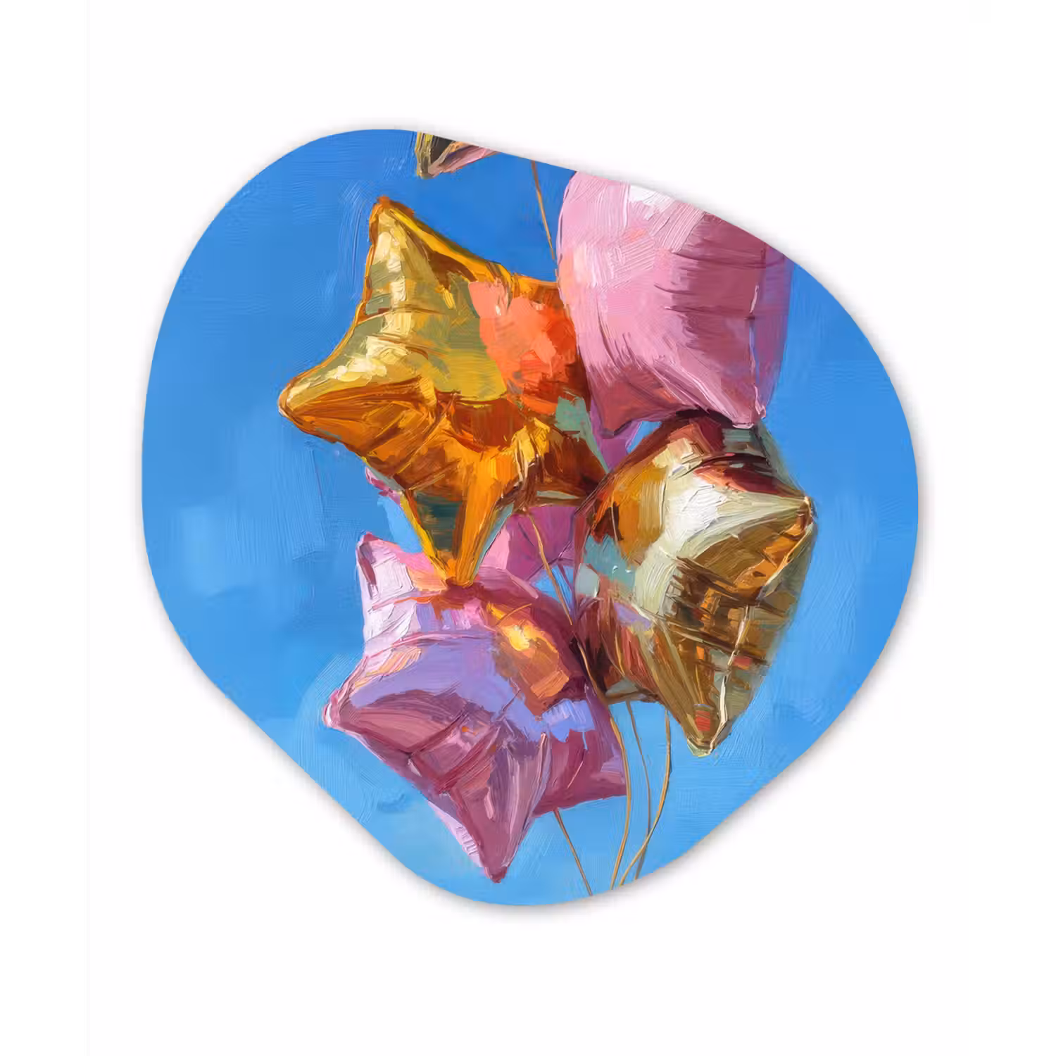 Ballonnen - Goud - Stervorm - Roze Wandcirkel Organisch Plexiglas middel -3d