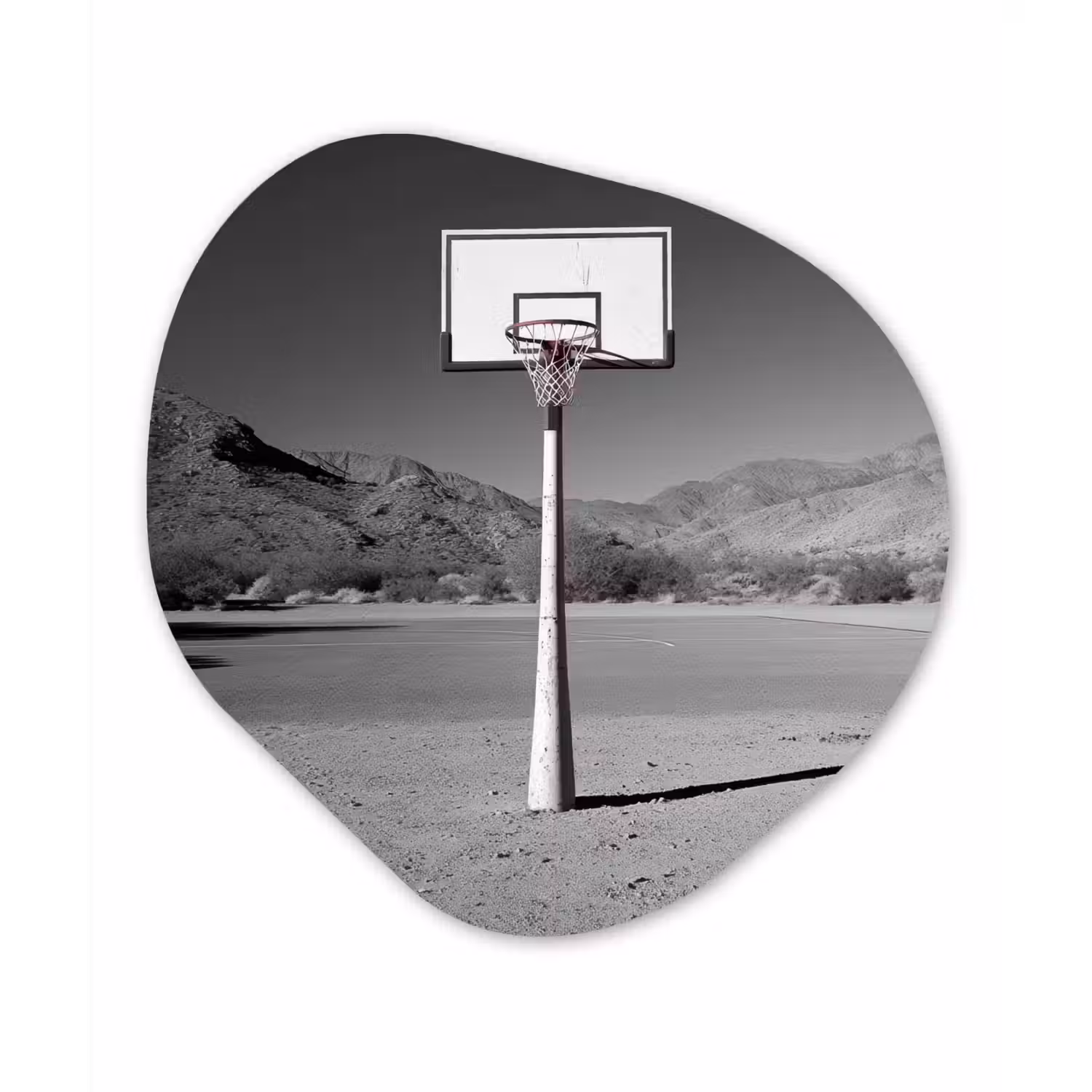 Basketbalpaal - Landschap - Zand - Wit Wandcirkel Organisch Plexiglas middel -3d