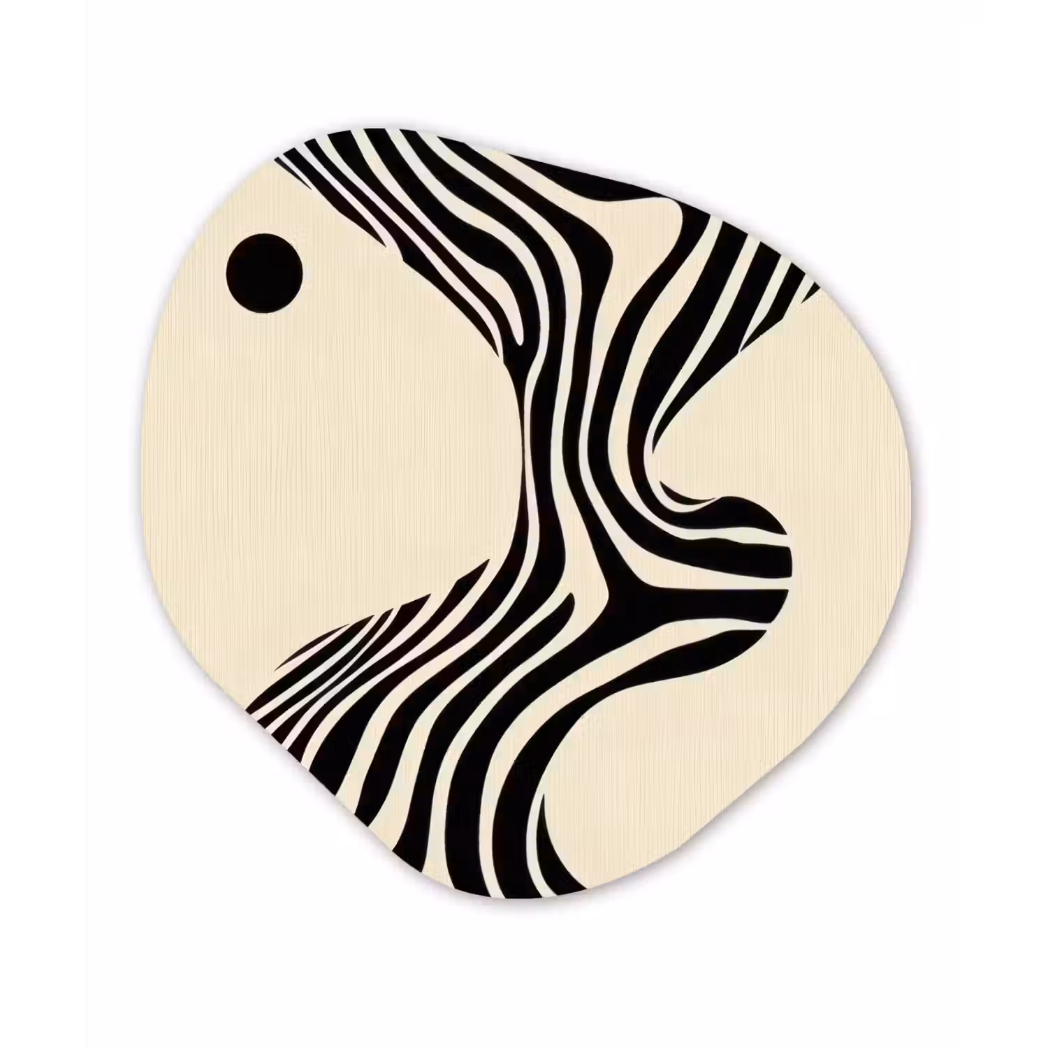 Beige - Lijnen - Golvend - Abstract Wandcirkel Organisch Plexiglas middel -3d