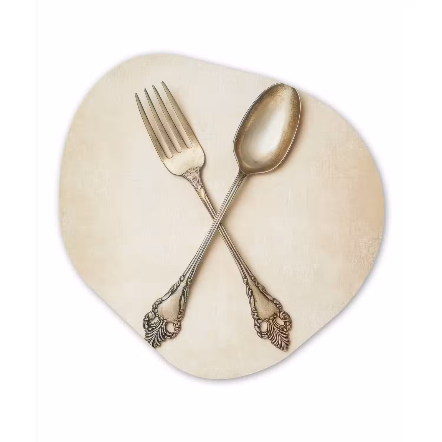 Beige - Vintage - Bestek Wandcirkel Organisch Plexiglas middel -3d