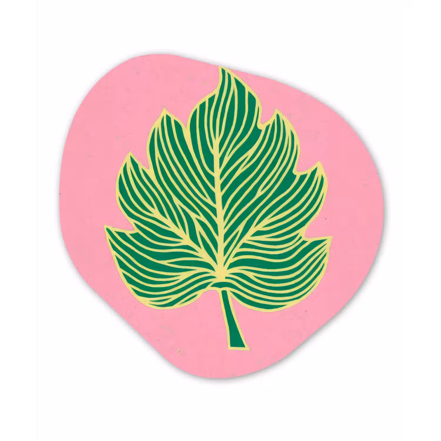 Blad - Groen - Illustratie - Minimalistisch Wandcirkel Organisch Plexiglas middel -3d