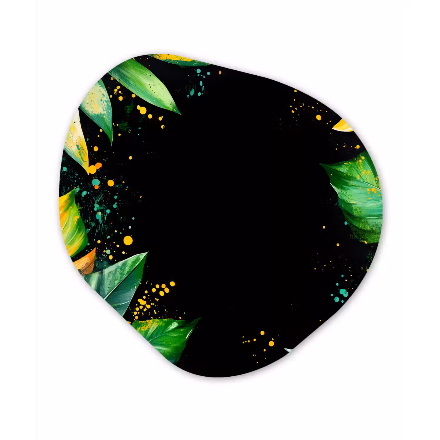 Bladeren - Groen - Geel - Verf - Jungle Wandcirkel Organisch Plexiglas middel -3d