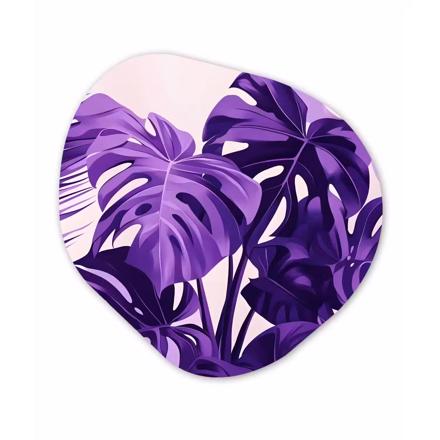 Bladeren - Paars - Tropisch - Abstract Wandcirkel Organisch Plexiglas middel -3d