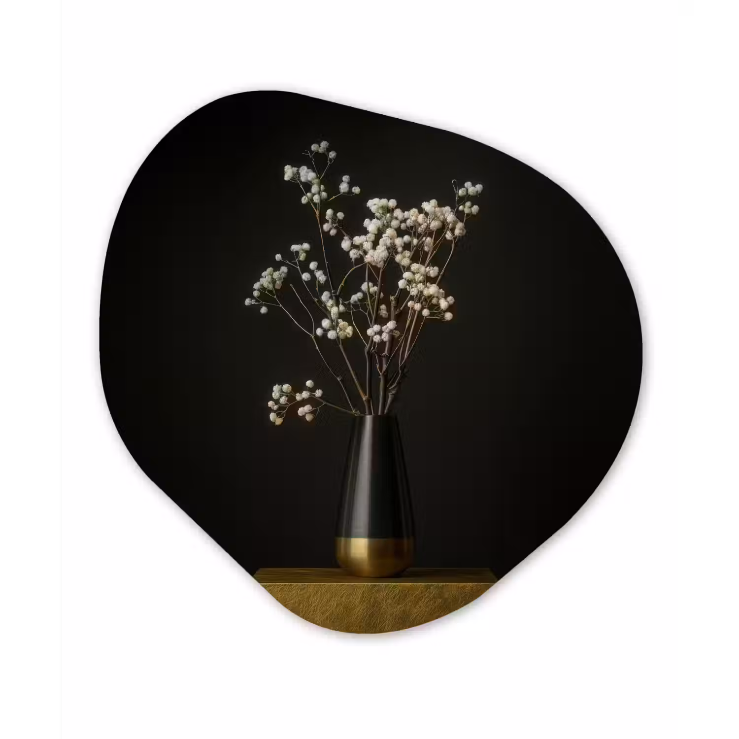 Bloembollen - Wit - Vaas - Minimalistisch Wandcirkel Organisch Plexiglas middel -3d
