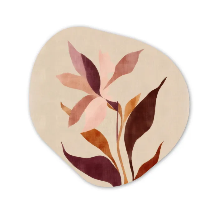 Bloemen - Blaadjes - Minimalistisch - Roze Wandcirkel Organisch Plexiglas middel -3d