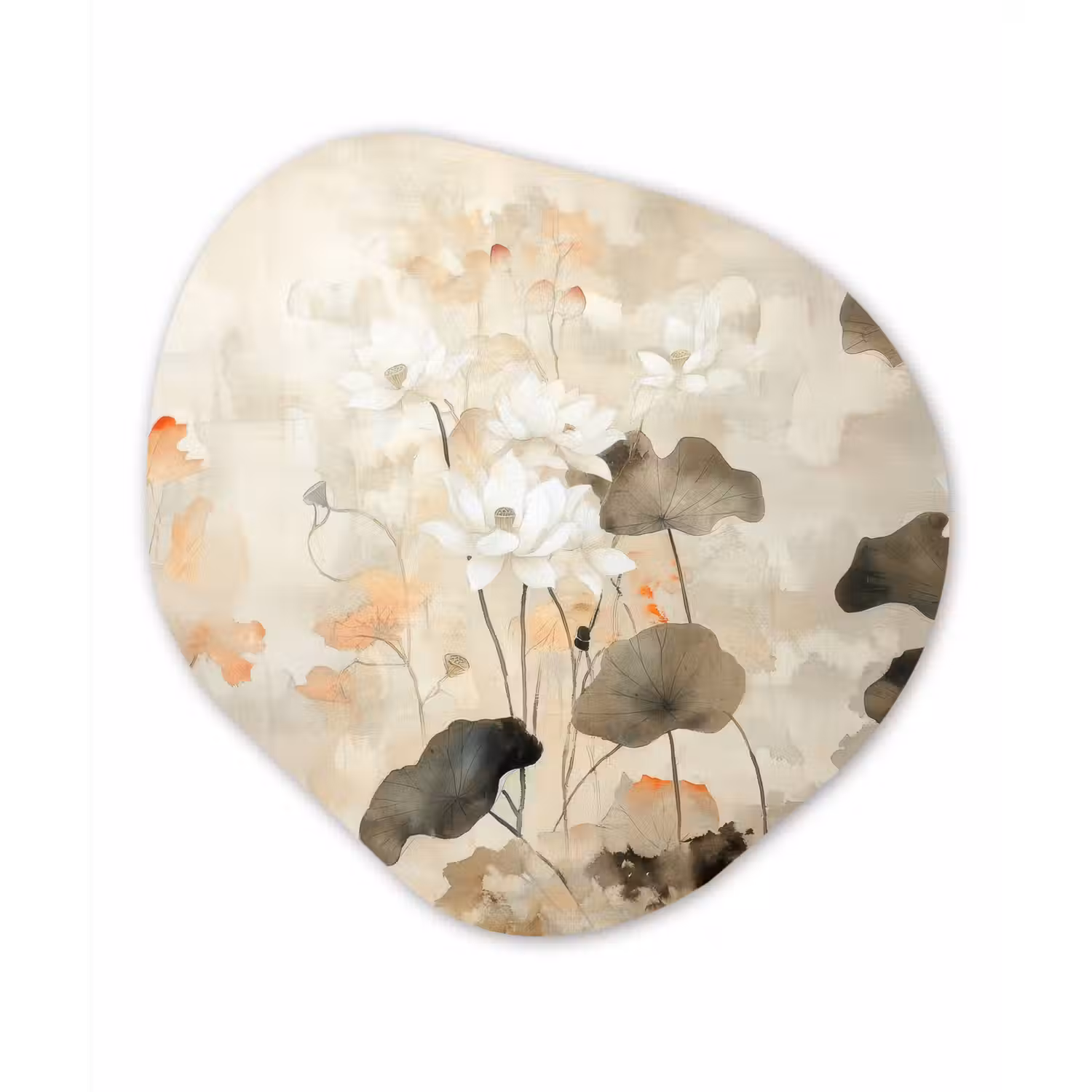 Bloemen - Japandi - Wabi sabi Wandcirkel Organisch Plexiglas middel -3d