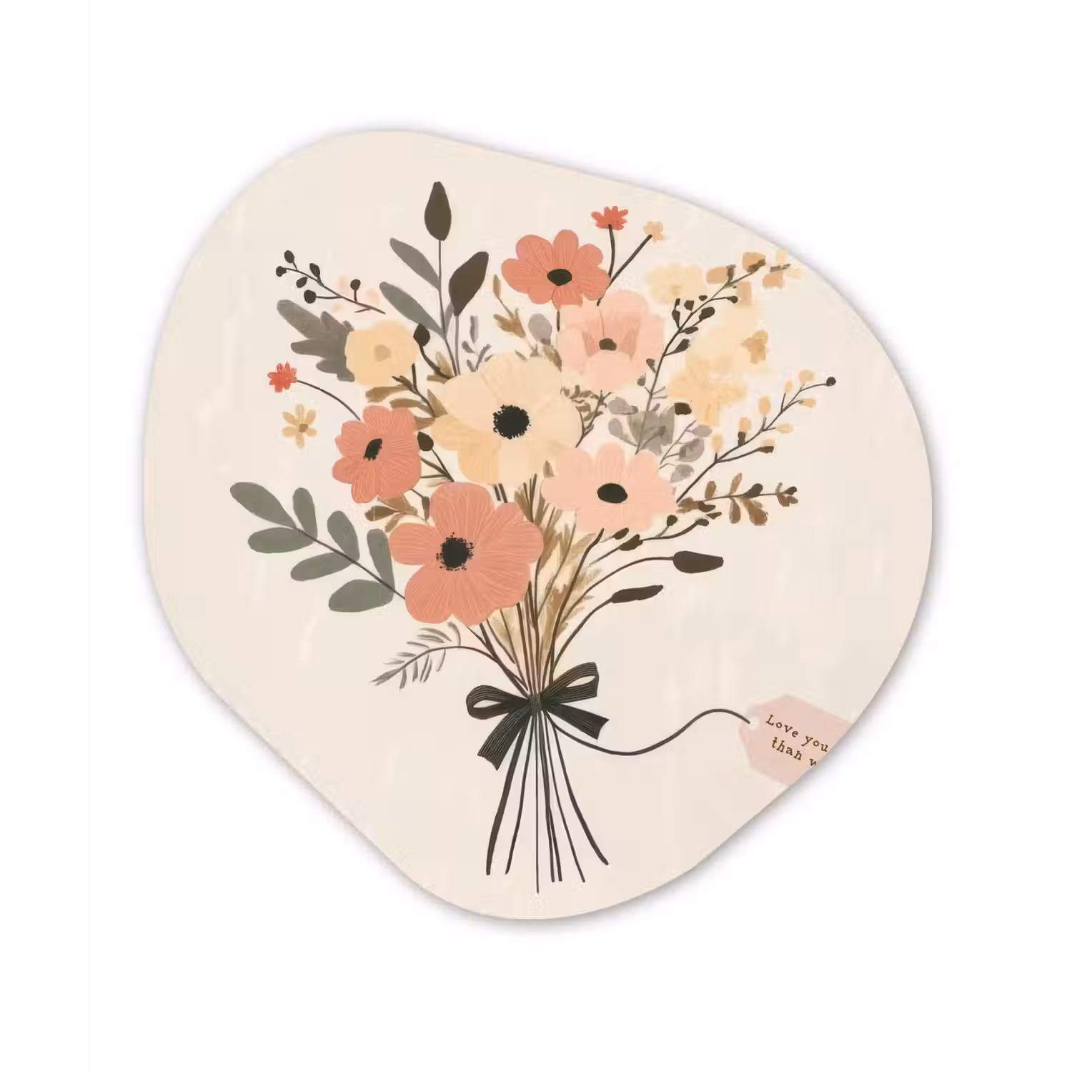 Bloemen - Quote - Beige - Lint Wandcirkel Organisch Plexiglas middel -3d
