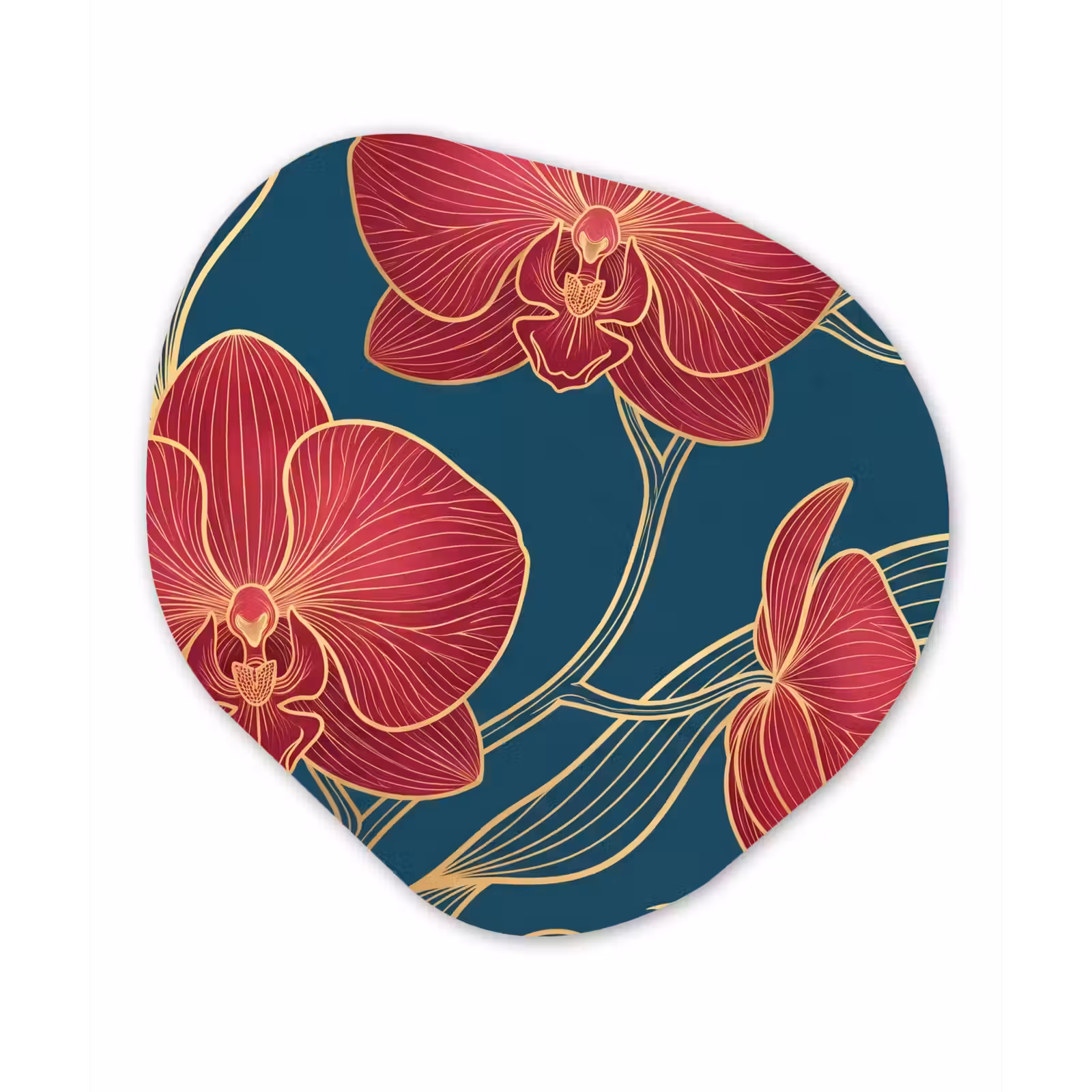 Organisch schilderij glas - Bloemen - Rood - Goud - Bloemen - Rood - Goud Wandcirkel Organisch Plexiglas middel