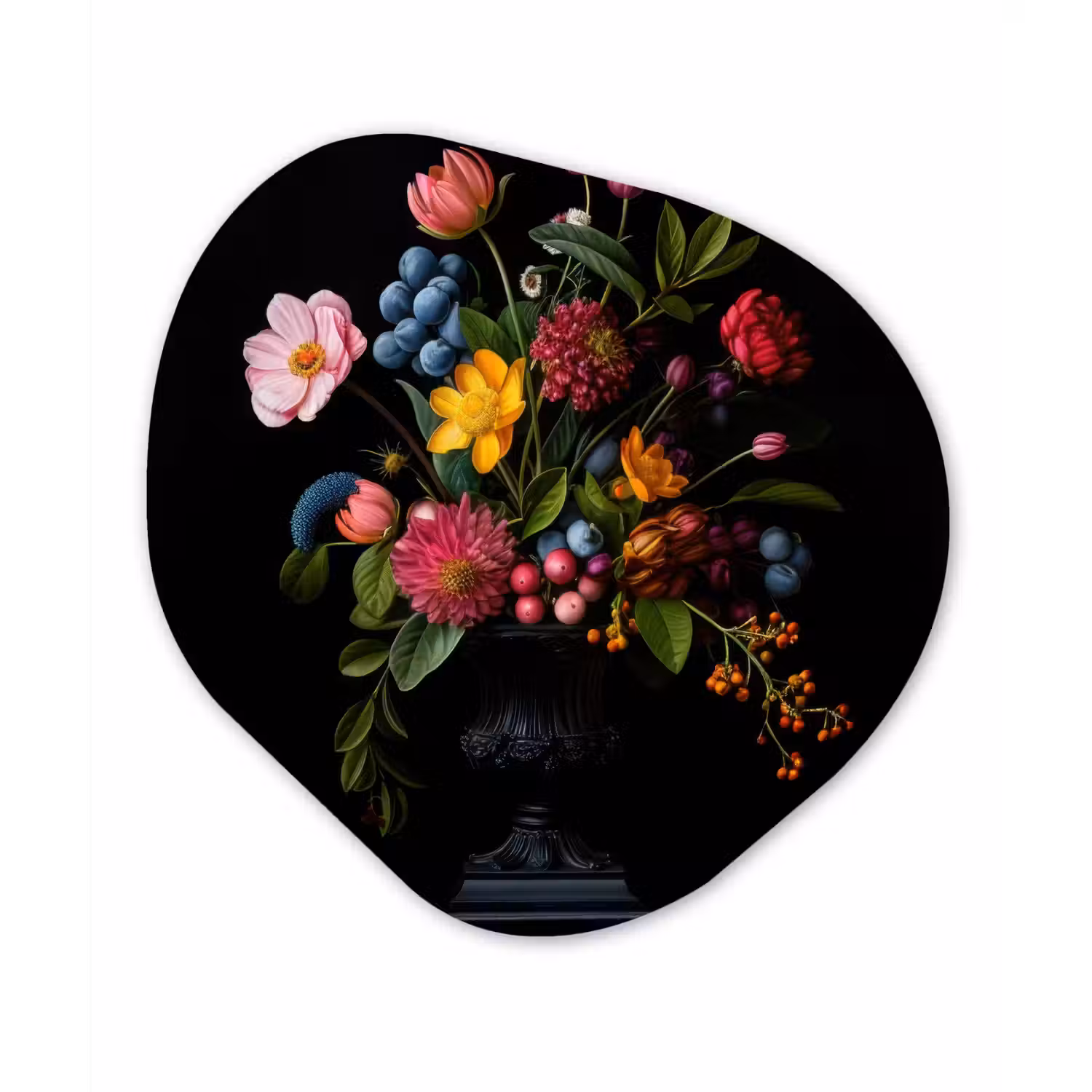 Bloemen - Vrolijk - Vaas Wandcirkel Organisch Plexiglas middel -3d