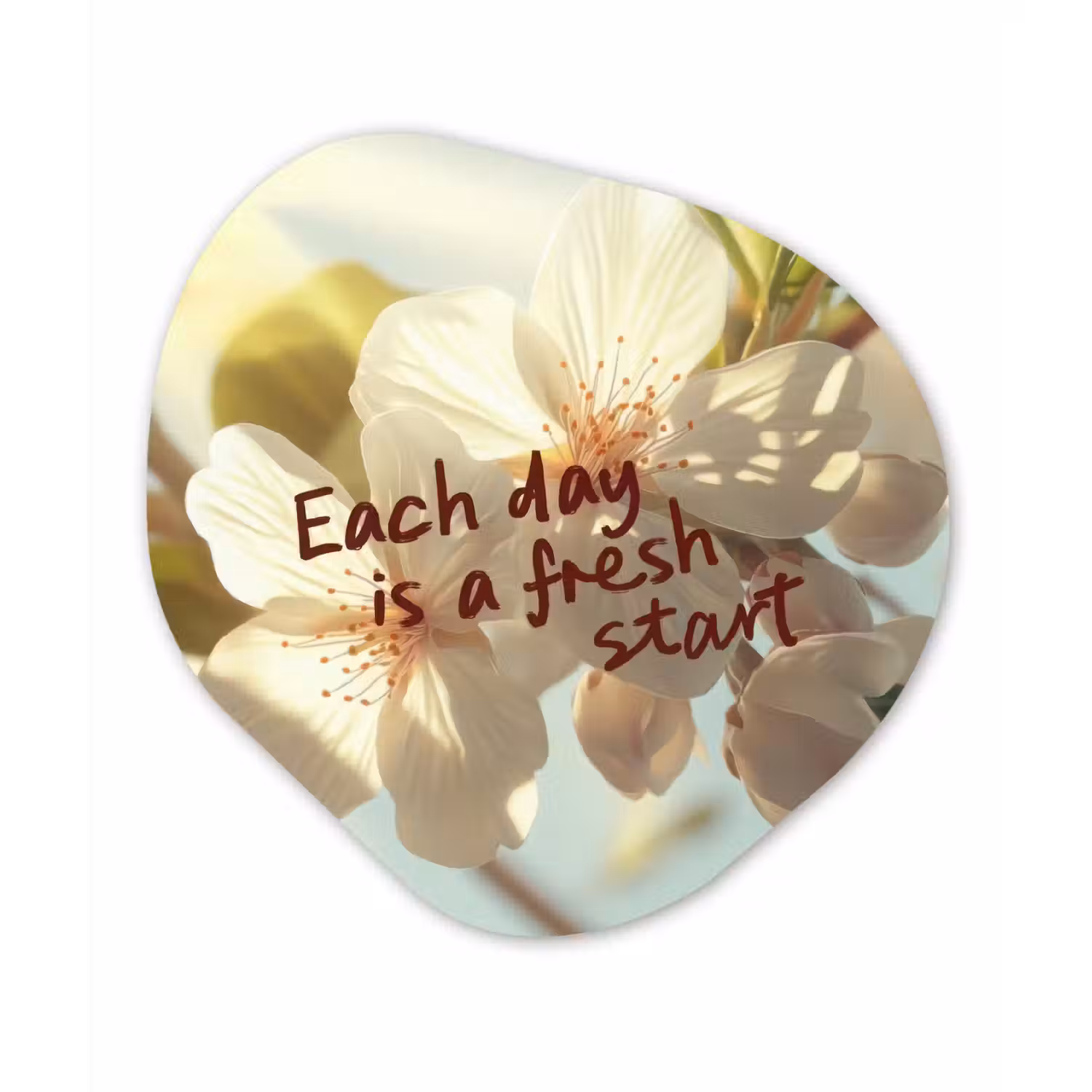 Bloesems - Zonlicht - Quote - Wit Wandcirkel Organisch Plexiglas middel -3d