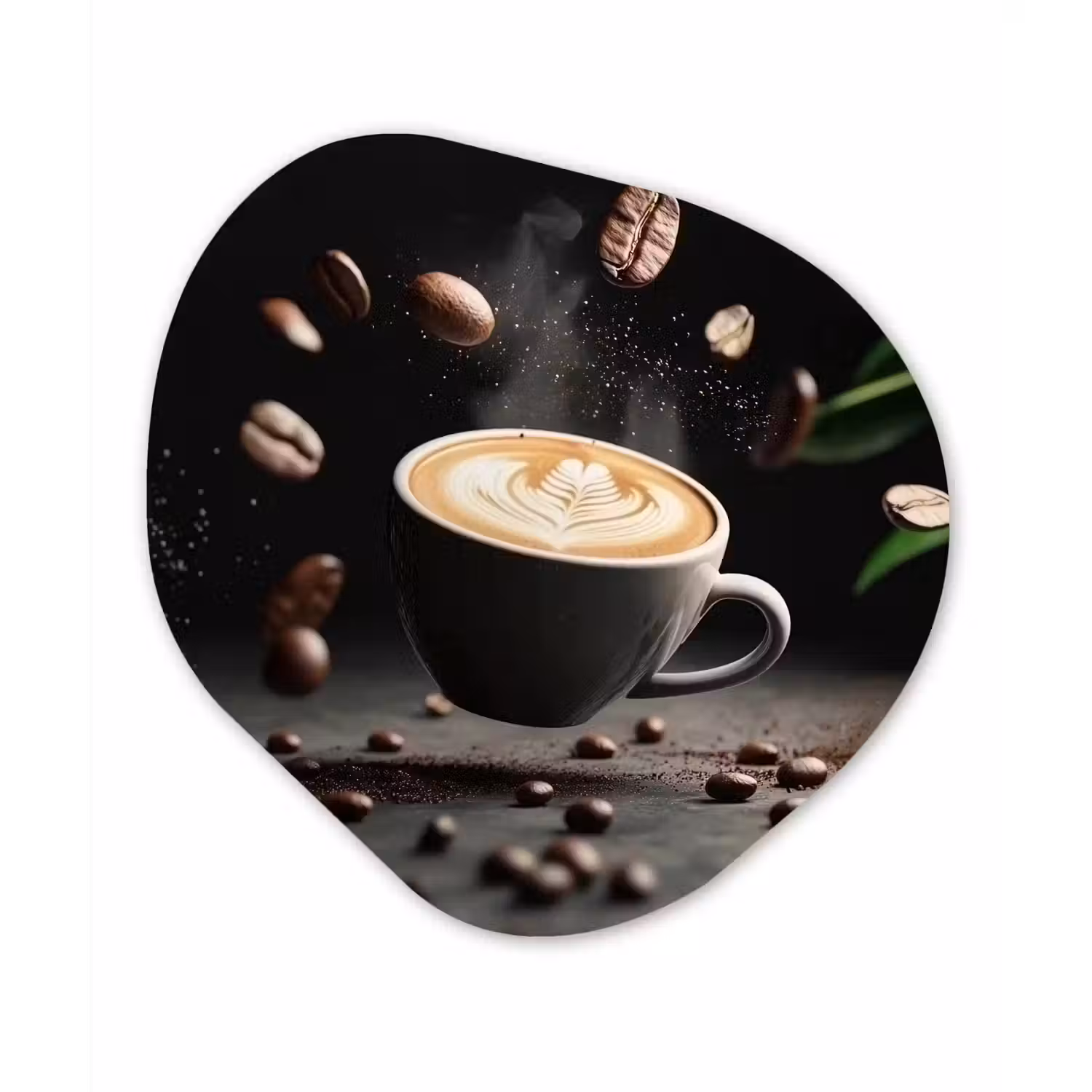 Cappuccino - Kop - Bonen - Bruin Wandcirkel Organisch Plexiglas middel -3d