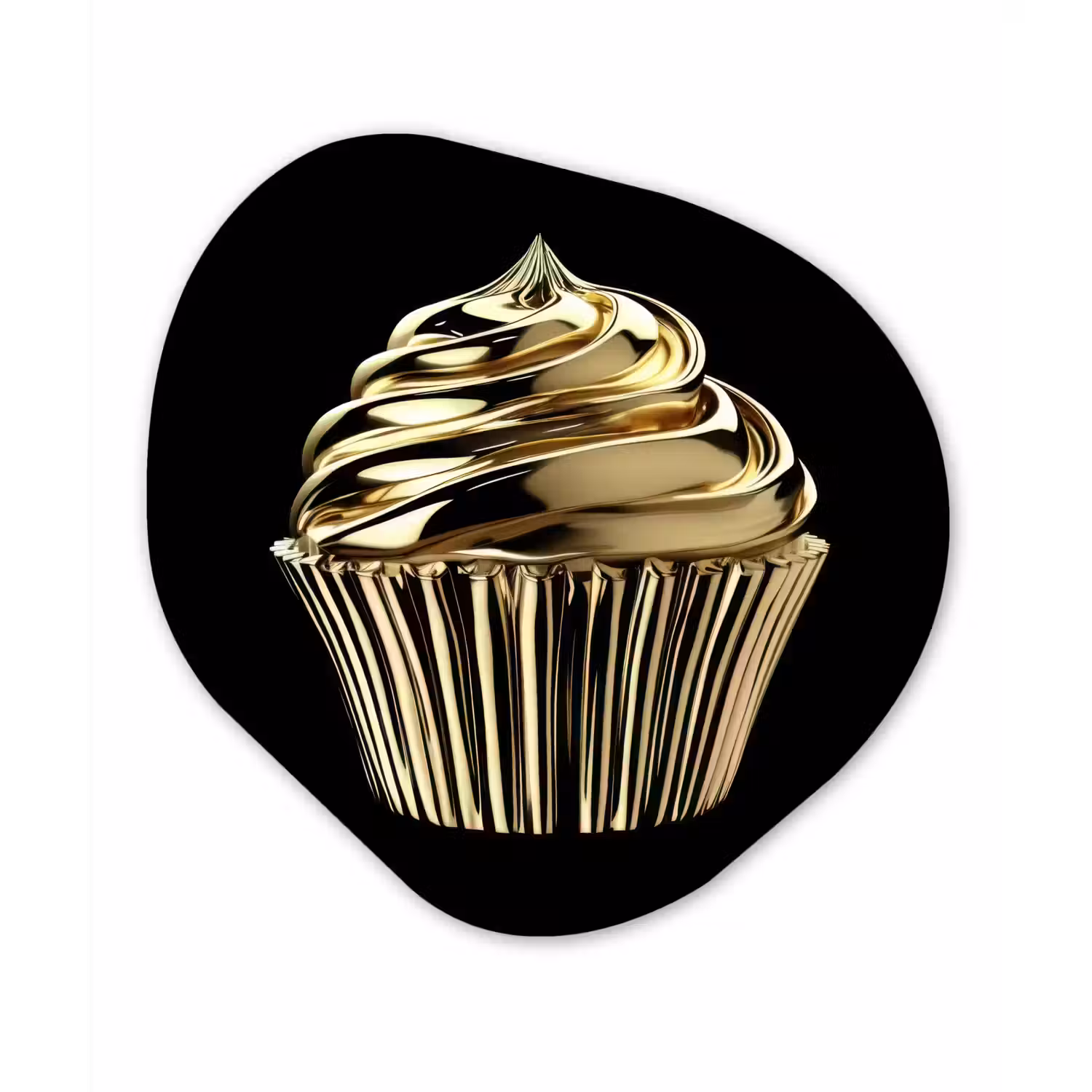 Cupcake - Eten - Goud - Zwart Wandcirkel Organisch Plexiglas middel -3d