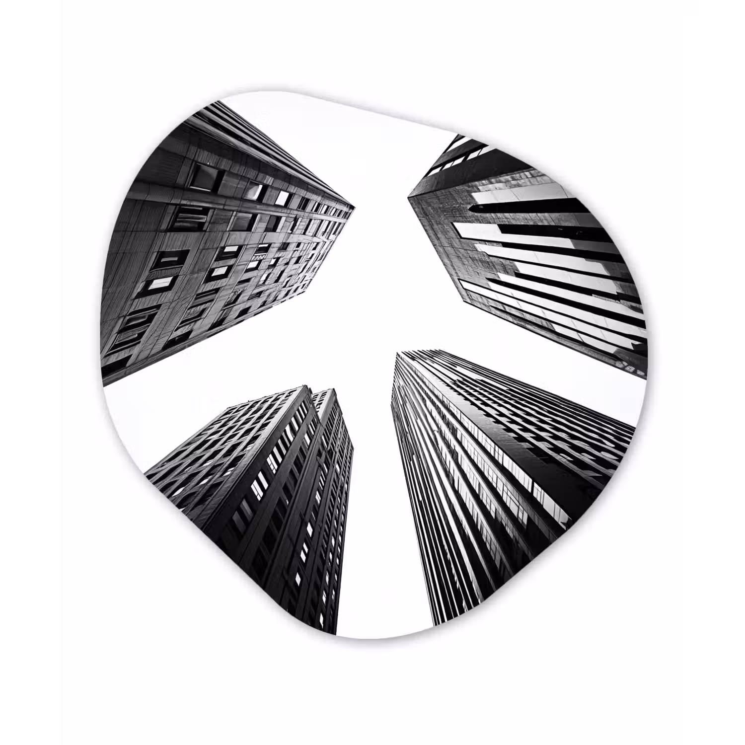 Gebouwen - Lucht - Zwart Wandcirkel Organisch Plexiglas middel -3d