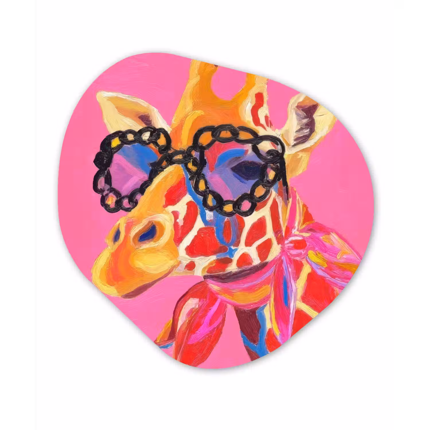 Giraf - Roze - Bril - Sjaal Wandcirkel Organisch Plexiglas middel -3d