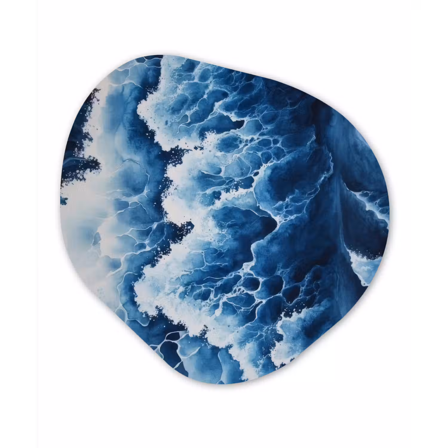 Golven - Blauw - Schuim Wandcirkel Organisch Plexiglas middel -3d