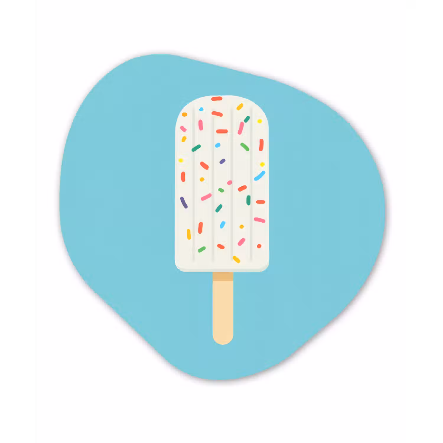 Ijsje - Stokje - Sprinkles - Lichtblauw Wandcirkel Organisch Plexiglas middel -3d