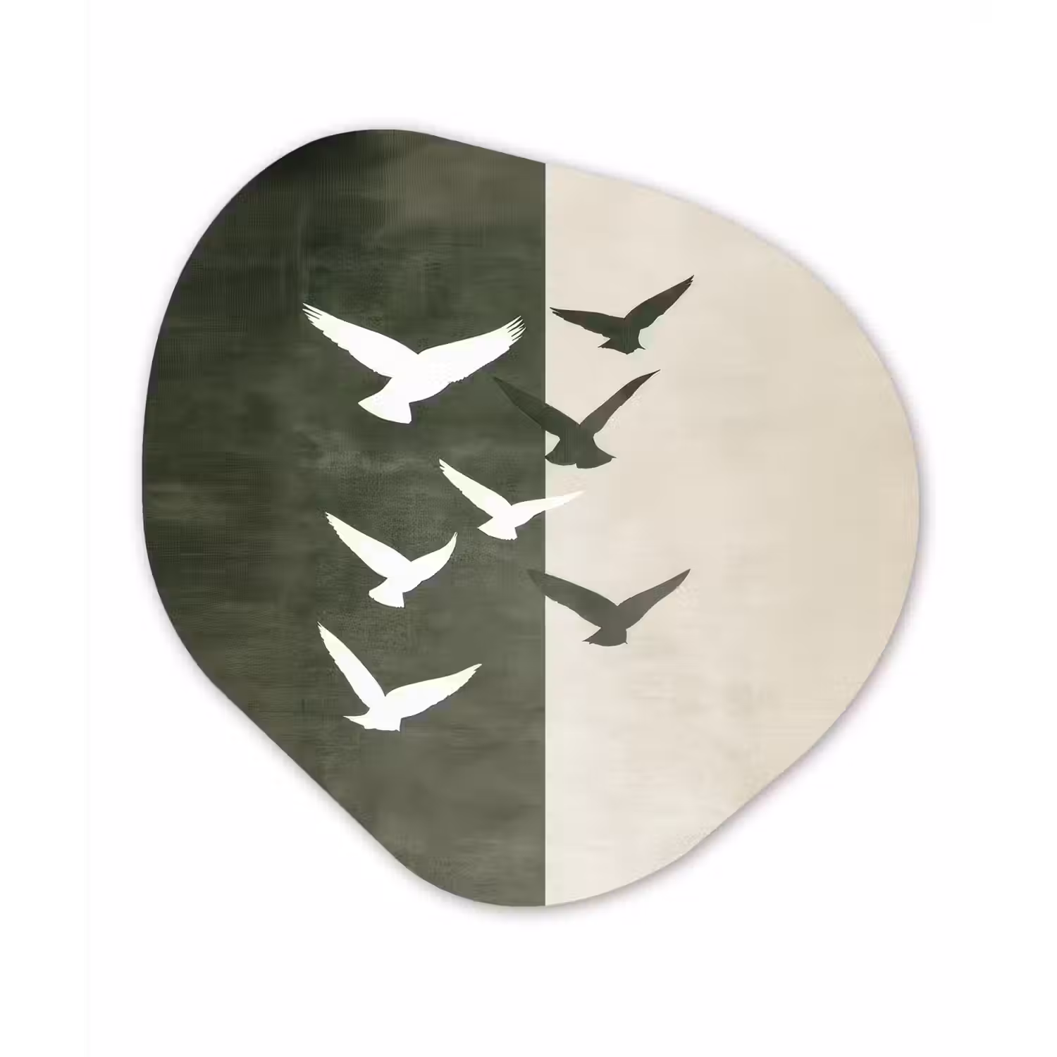 Japandi - Vogel - Groen Wandcirkel Organisch Plexiglas middel -3d