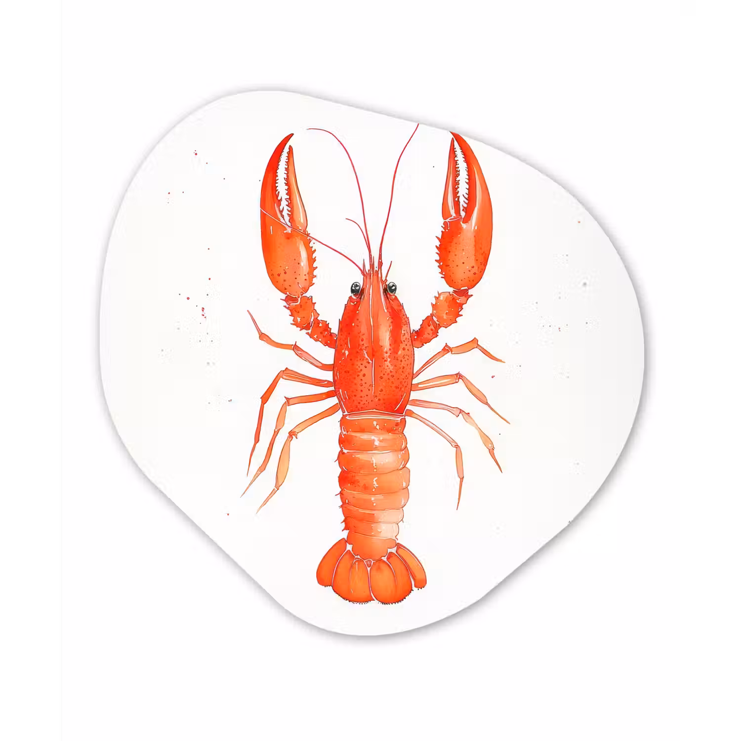Kreeft - Waterverf - Aquarel - Oranje Wandcirkel Organisch Plexiglas middel -3d