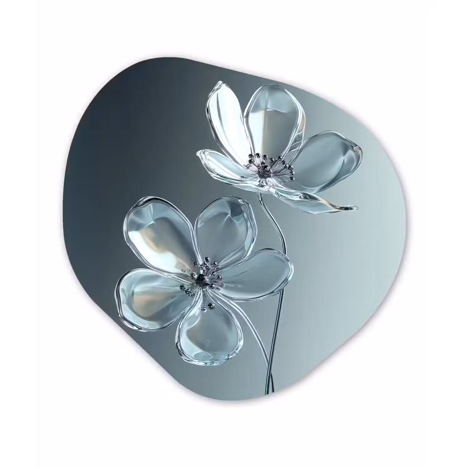 Kristal - Bloemen - Grijs Wandcirkel Organisch Plexiglas middel -3d
