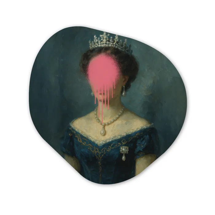 Kroon - Roze druipend verf - Portret Wandcirkel Organisch Plexiglas middel -3d