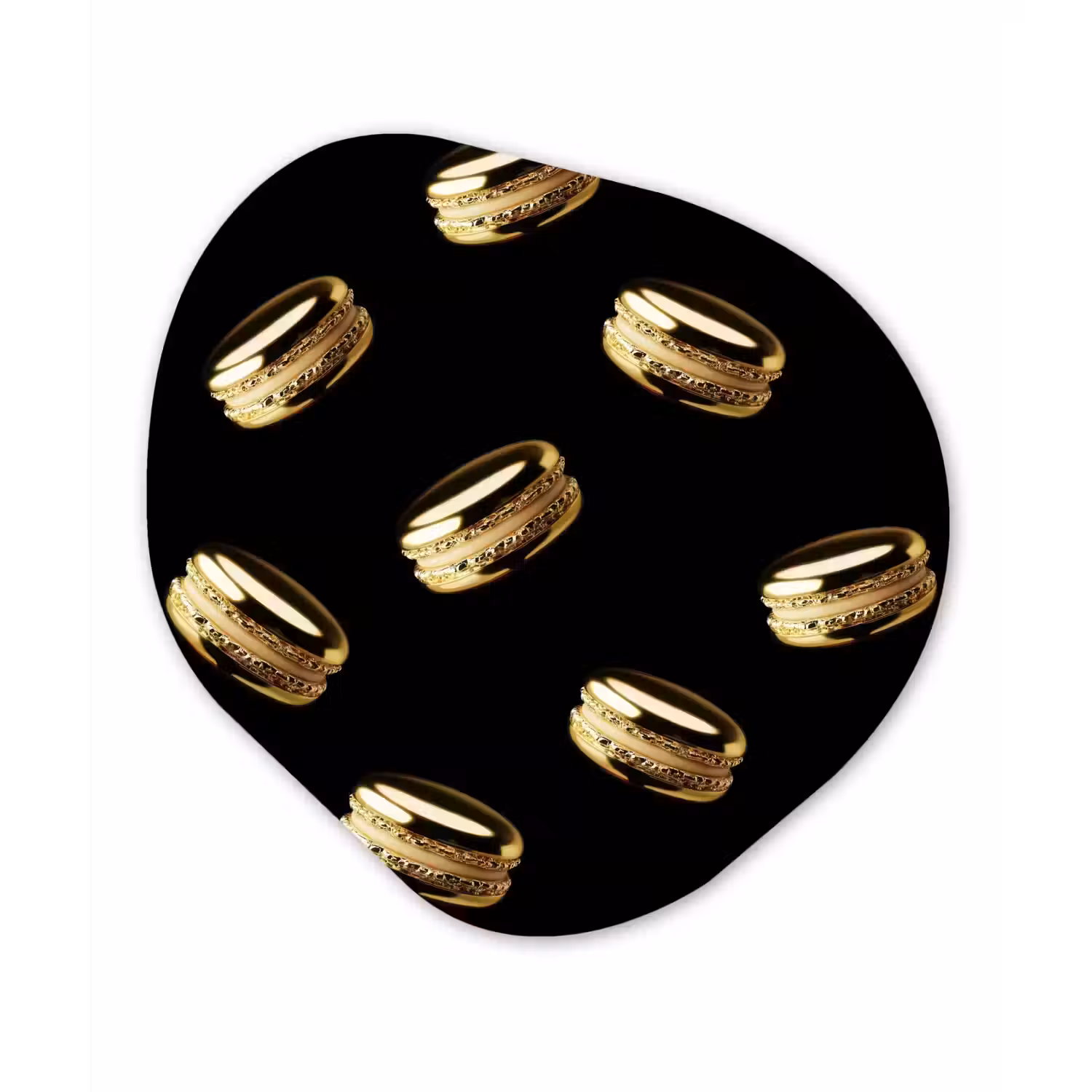 Macarons - Patroon - Goud - Zwart Wandcirkel Organisch Plexiglas middel -3d