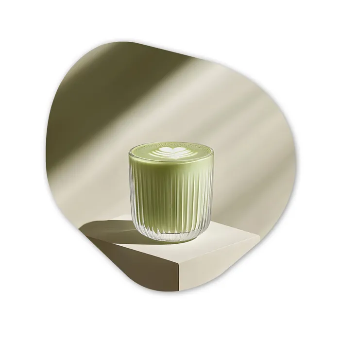 Matcha - Glas - Groen - Minimalistisch Wandcirkel Organisch Plexiglas middel -3d