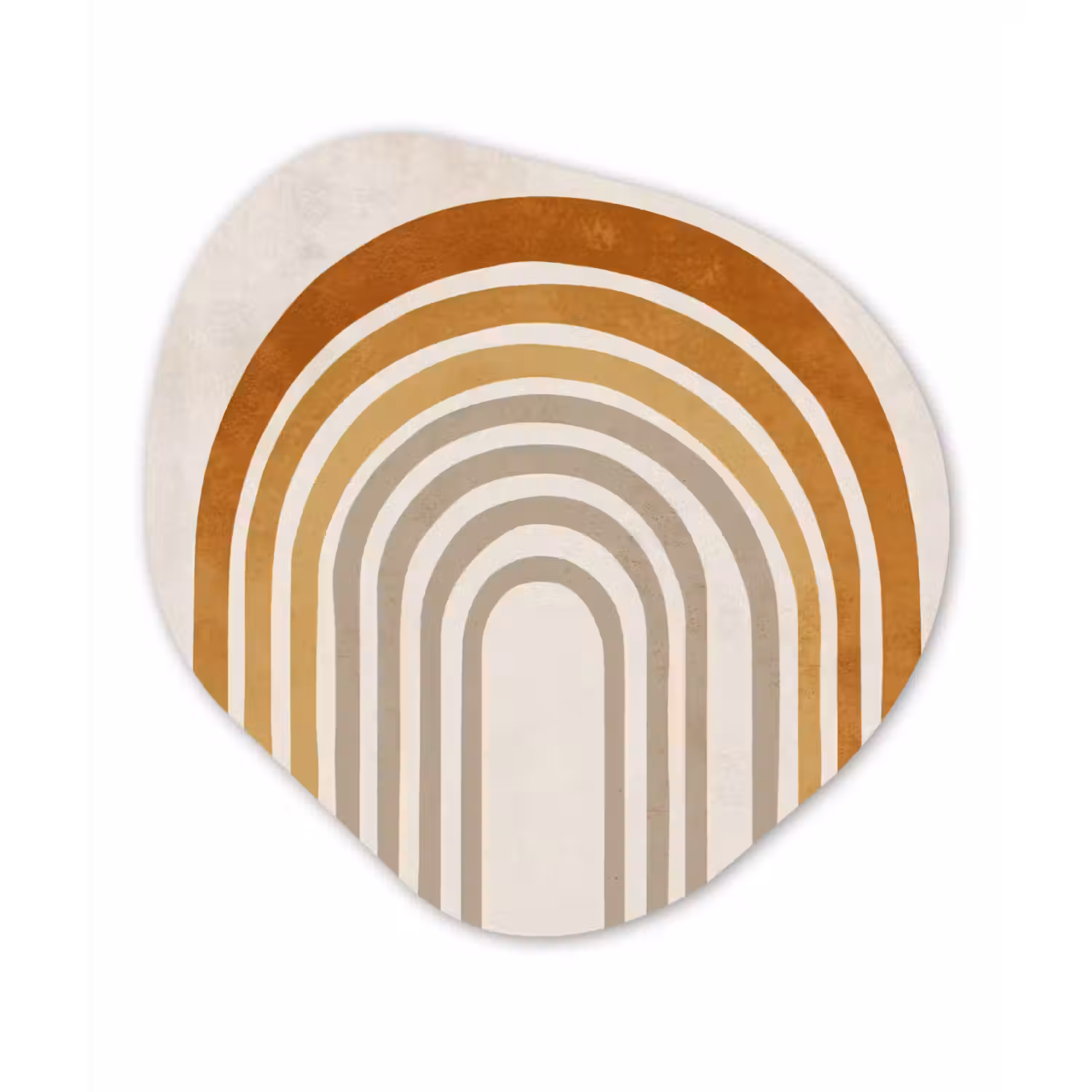 Minimalistisch - Boog - Lijnen - Beige Wandcirkel Organisch Plexiglas middel -3d