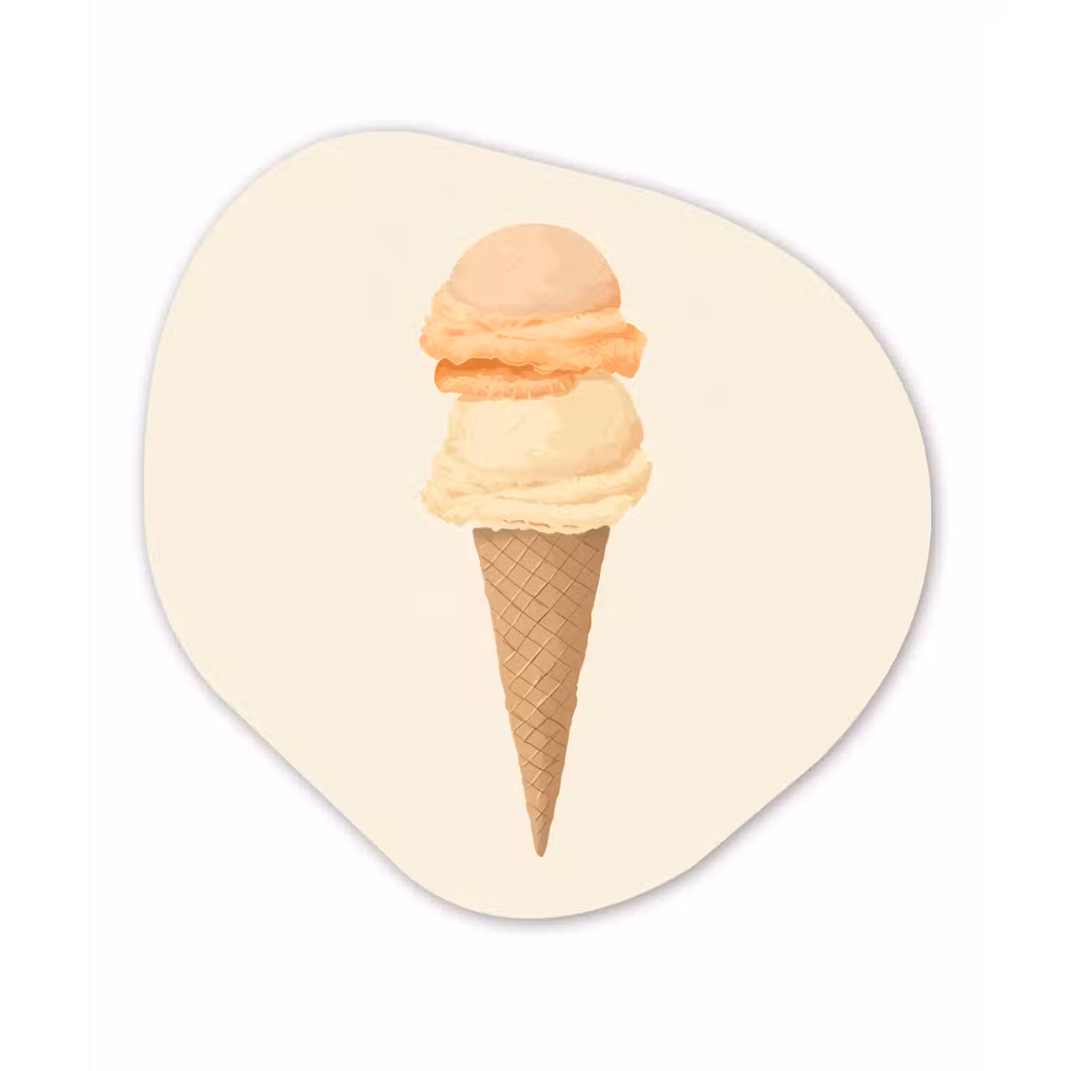 Minimalistisch - Schepijs - Hoorntje - Beige Wandcirkel Organisch Plexiglas middel -3d