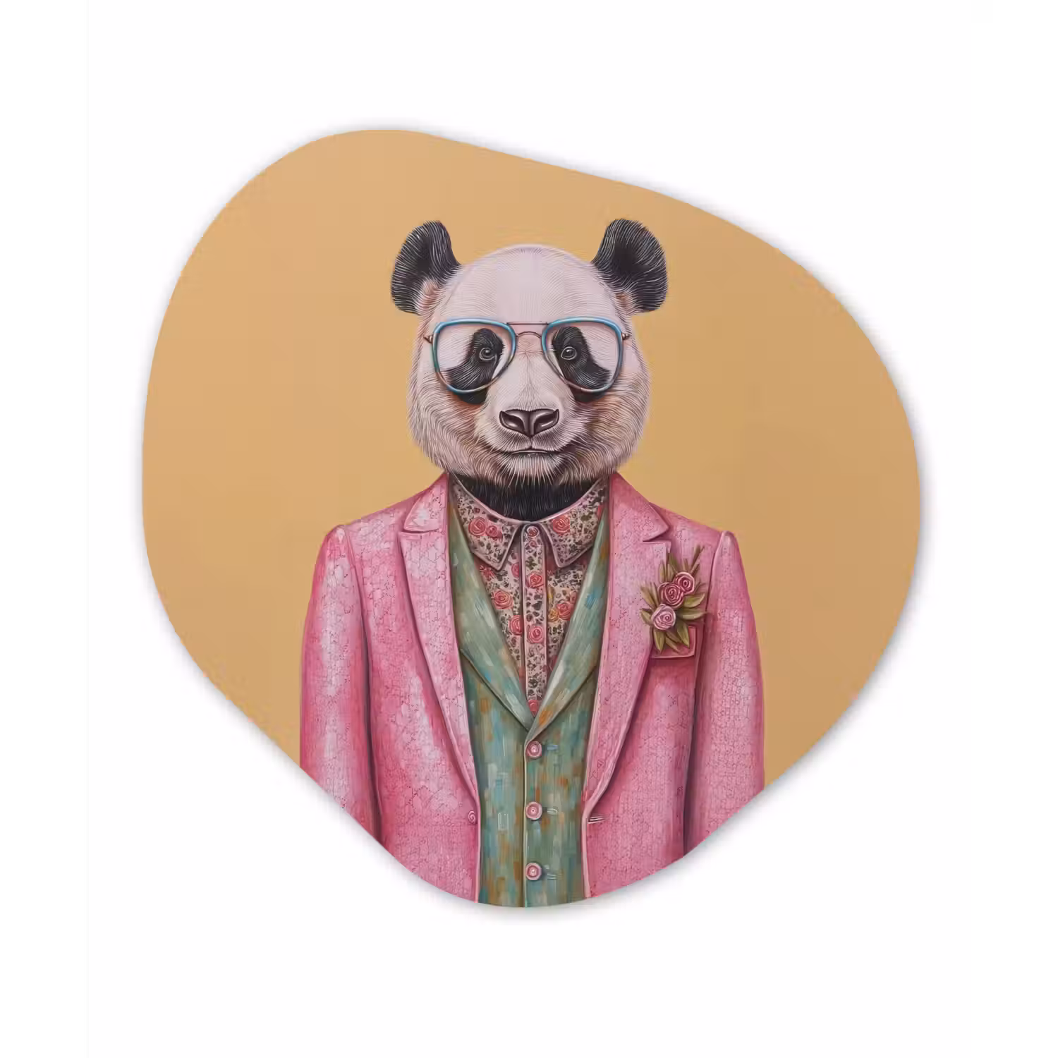 Panda - Pak - Zonnebril - Blauw Wandcirkel Organisch Plexiglas middel -3d