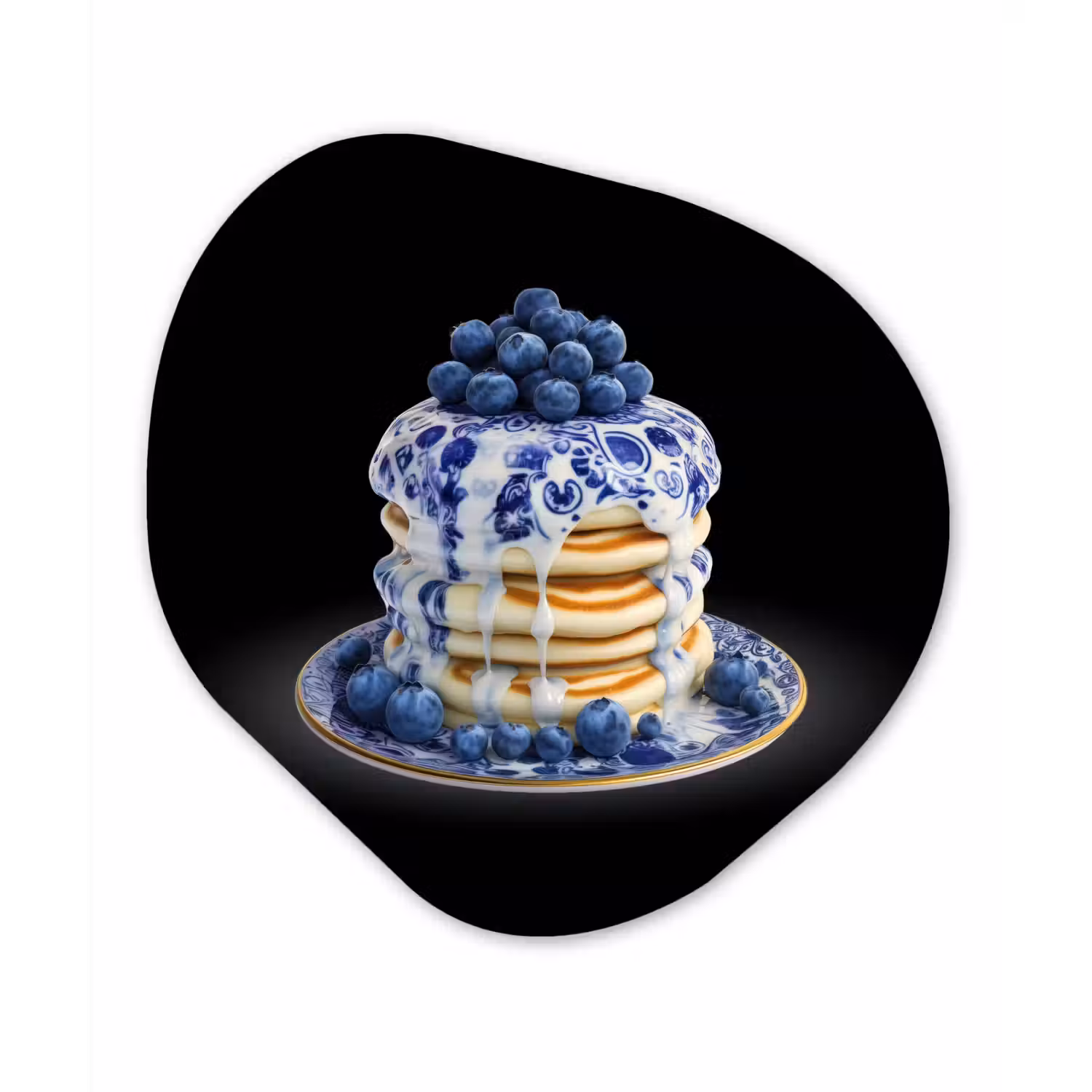 Pannenkoeken - Blauwe Bessen - Bord Wandcirkel Organisch Plexiglas middel -3d