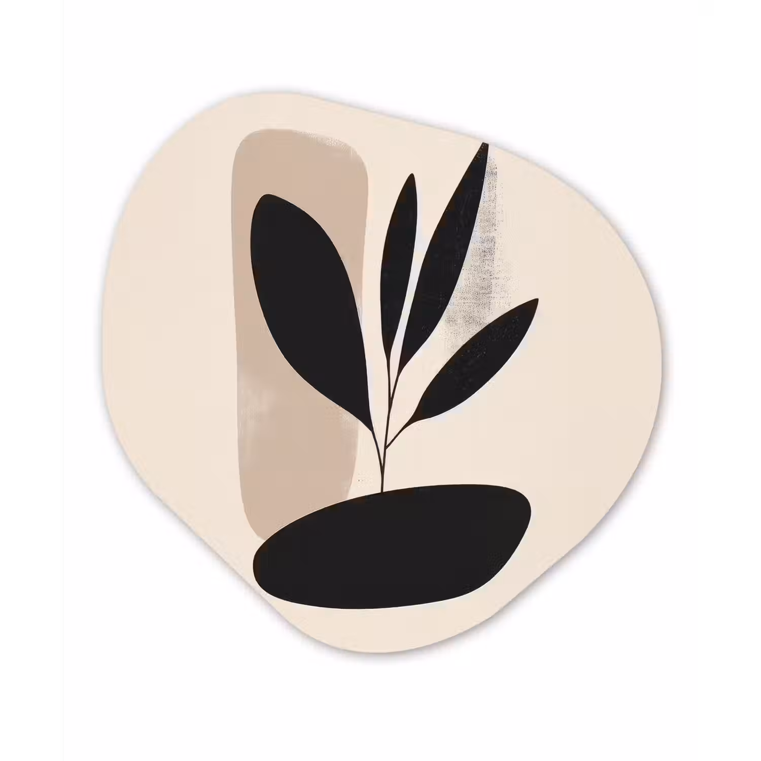 Plant - Beige - Japandi Wandcirkel Organisch Plexiglas middel -3d