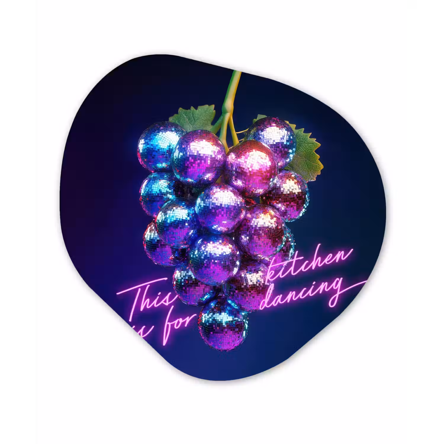 Quote - Neon - Disco - Druiven Wandcirkel Organisch Plexiglas middel -3d