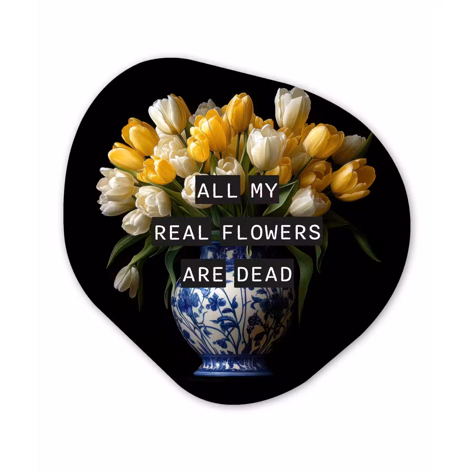 Quotes - Bloem - Tulp - Geel Wandcirkel Organisch Plexiglas middel -3d