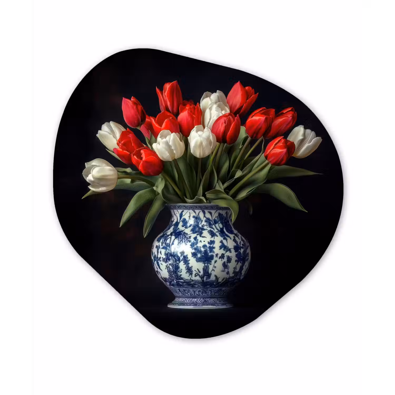 Rode - Bloemen - Tulpen - Vaas Wandcirkel Organisch Plexiglas middel -3d