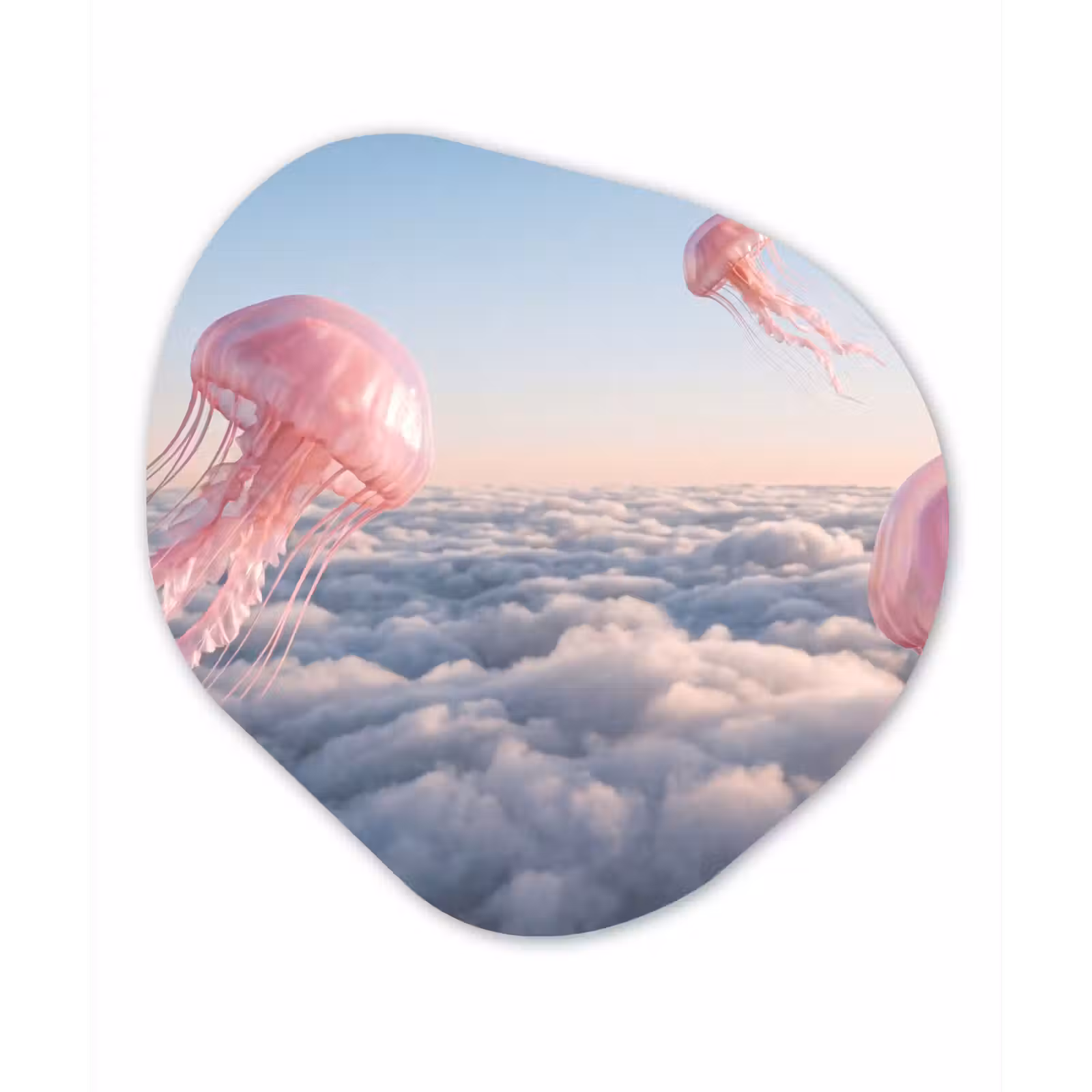 Organisch schilderij glas - Roze dier - Wolken - Roze dier - Wolken Wandcirkel Organisch Plexiglas middel