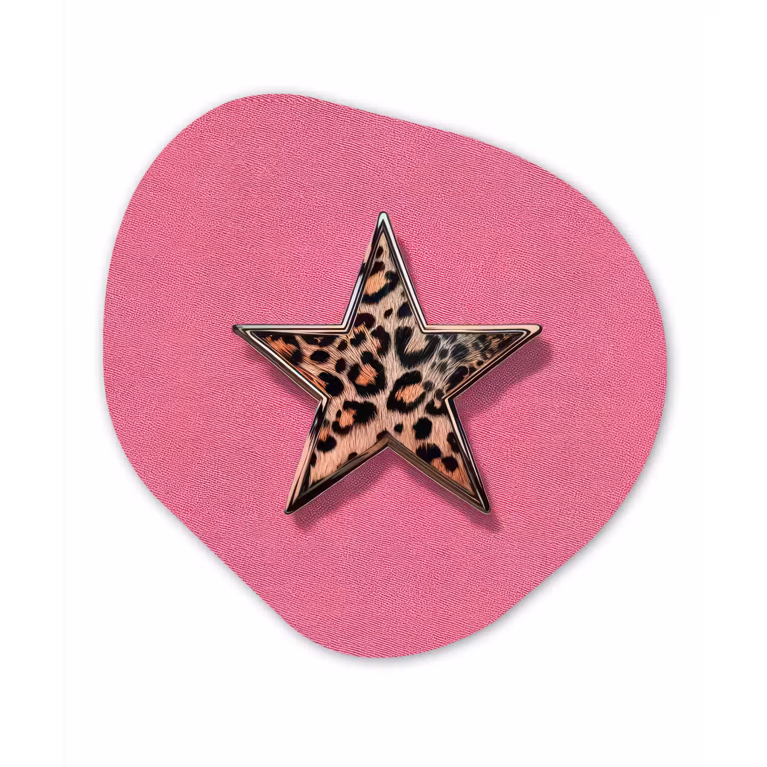 Ster - Luipaard - Print - Roze Wandcirkel Organisch Plexiglas middel -3d
