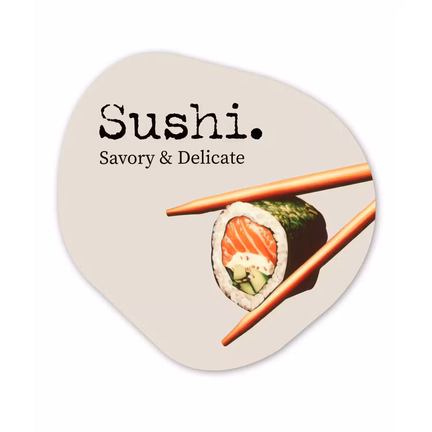 Sushi - Zalm - Rijst - Japans Wandcirkel Organisch Plexiglas middel -3d