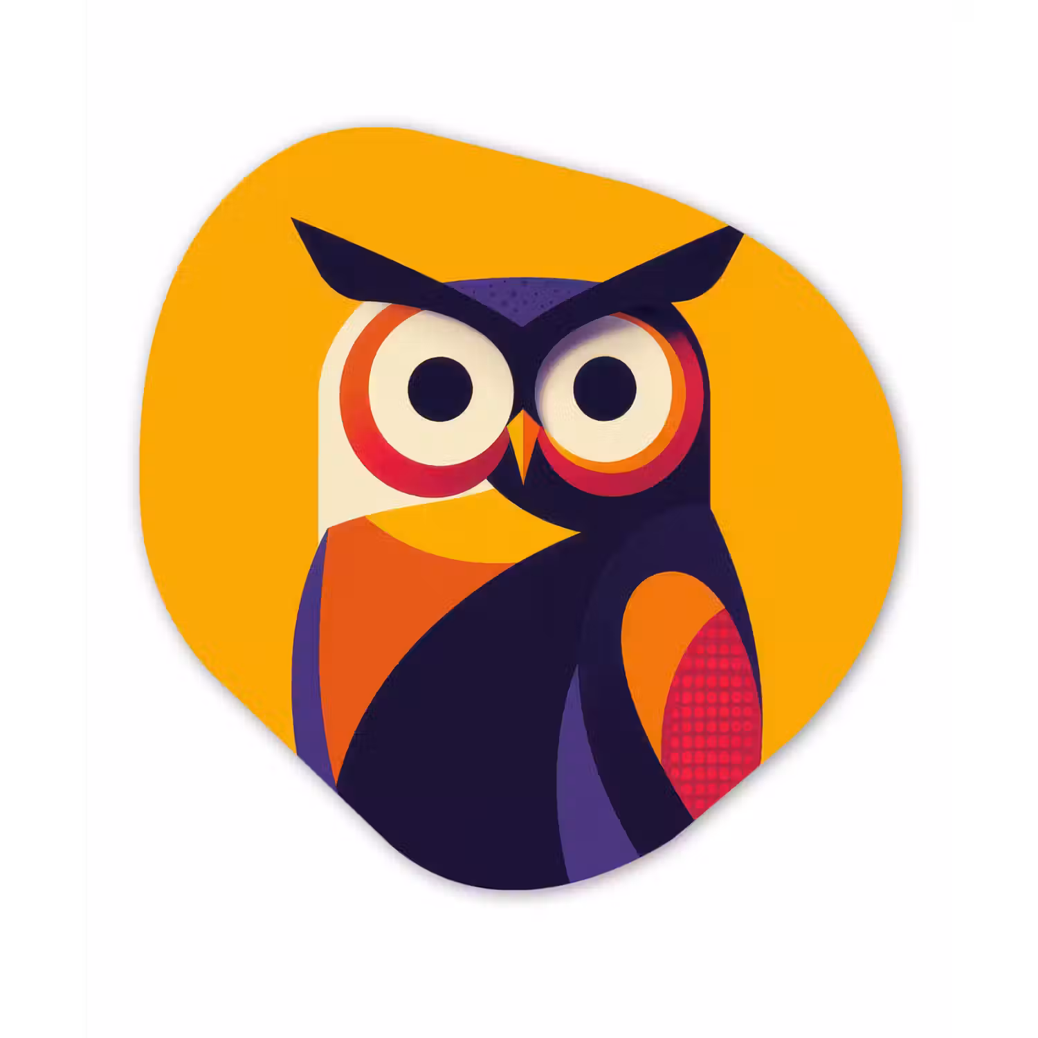 Uil - Grafisch - Kleurrijk - Ogen Wandcirkel Organisch Plexiglas middel -3d