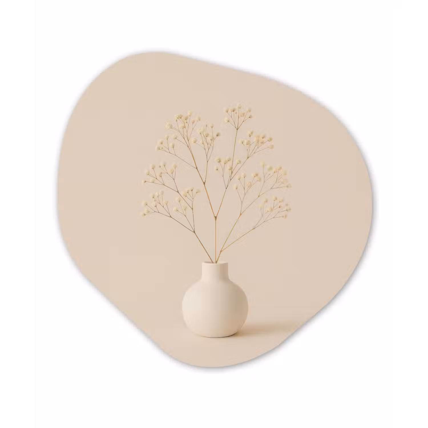 Vaas - Takken - Bloemetjes - Wit Wandcirkel Organisch Plexiglas middel -3d